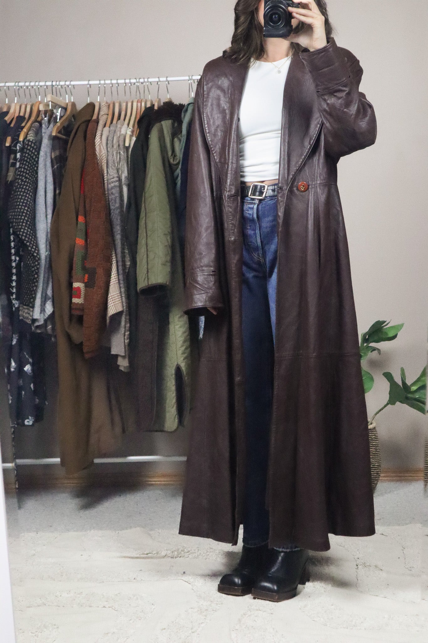 Vintage x Leather Trench Coat (M)