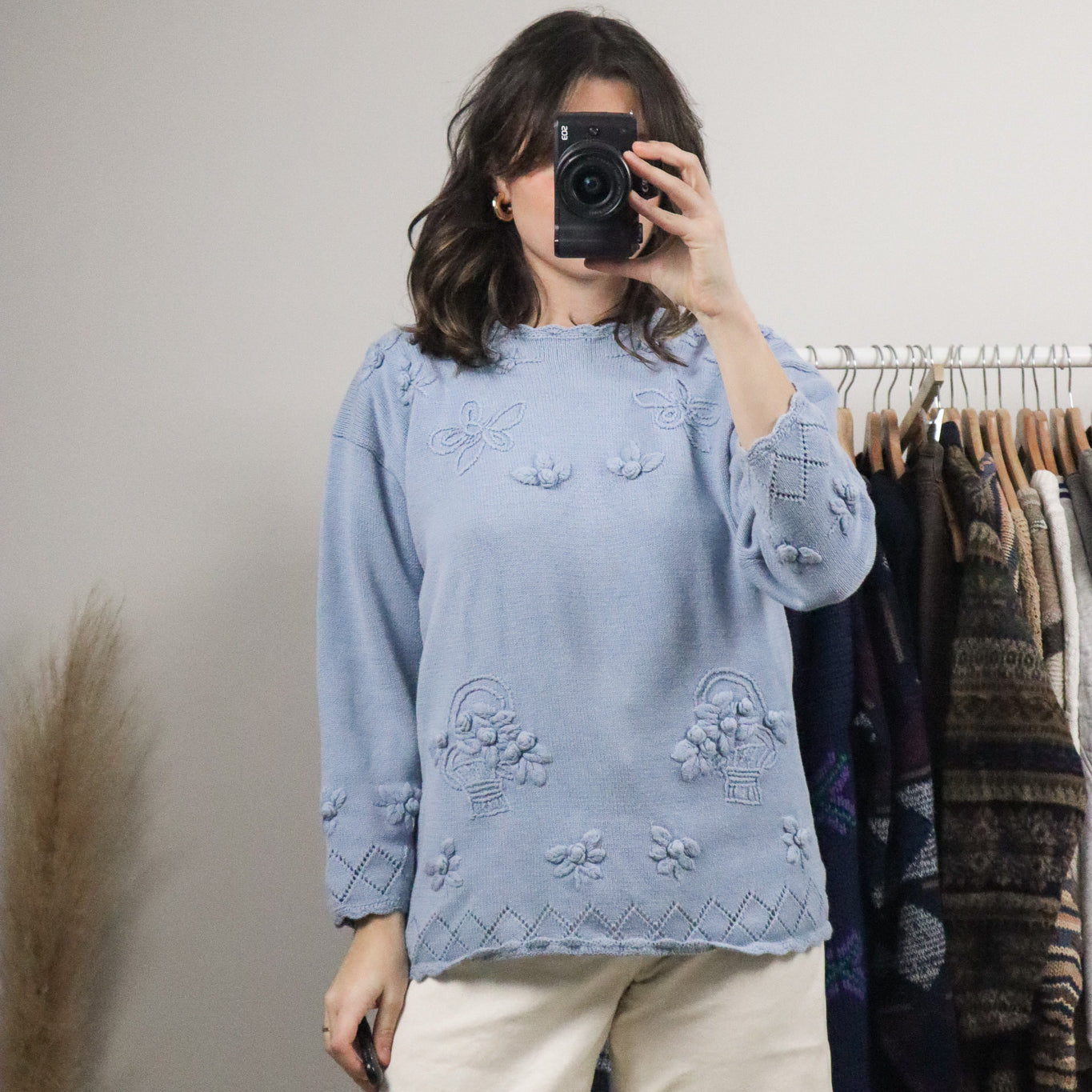 Vintage x Cotton Floral Knit Sweater (M)