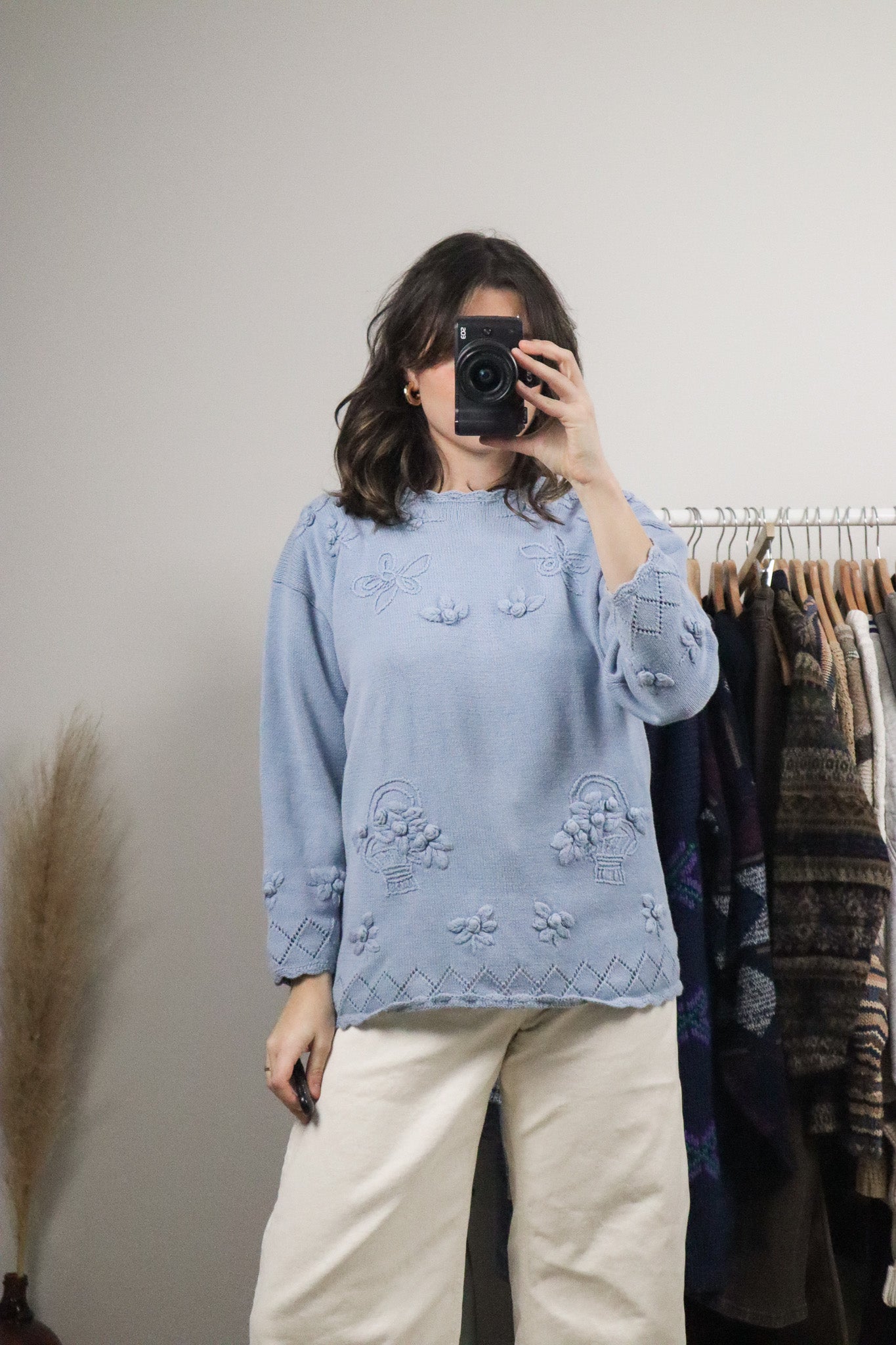 Vintage x Cotton Floral Knit Sweater (M)