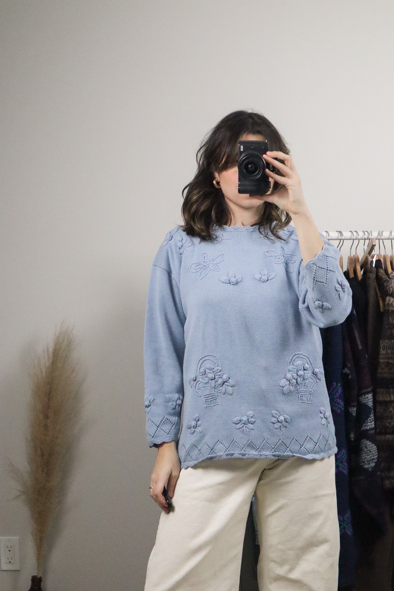 Vintage x Cotton Floral Knit Sweater (M)