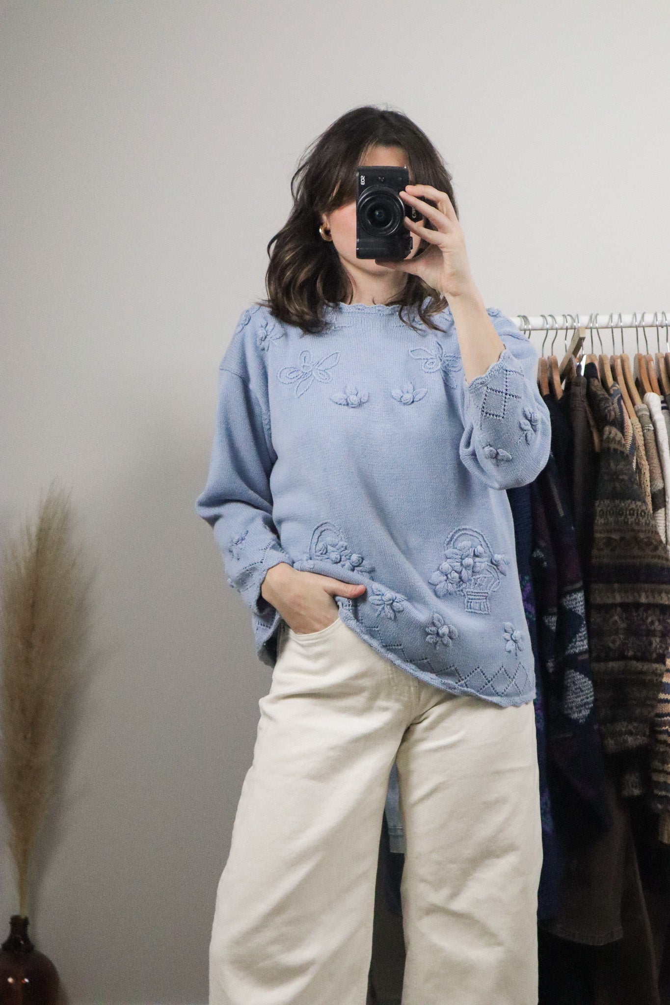 Vintage x Cotton Floral Knit Sweater (M)