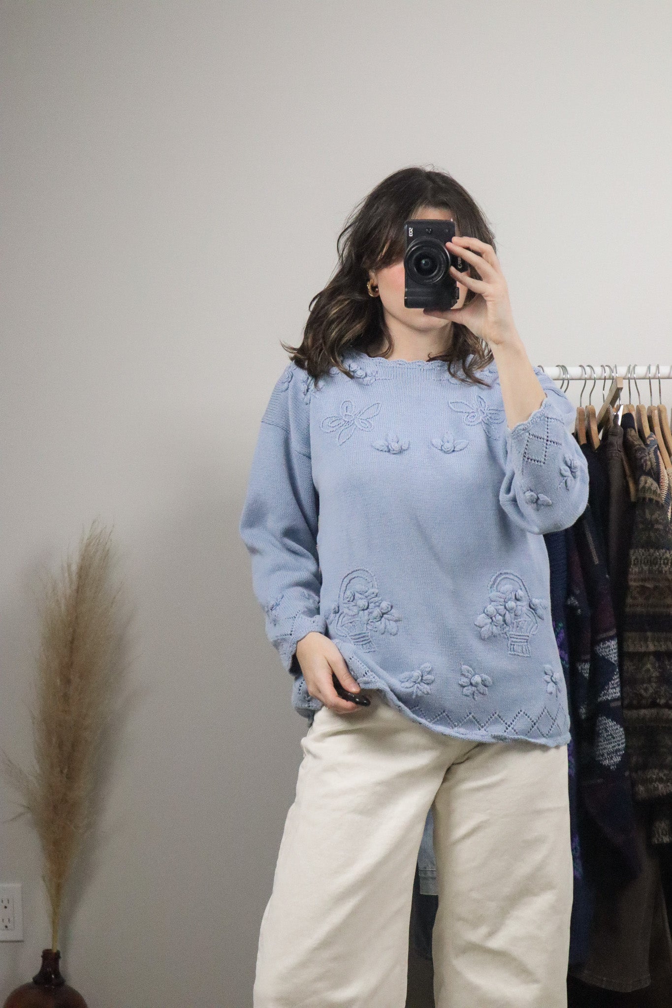 Vintage x Cotton Floral Knit Sweater (M)