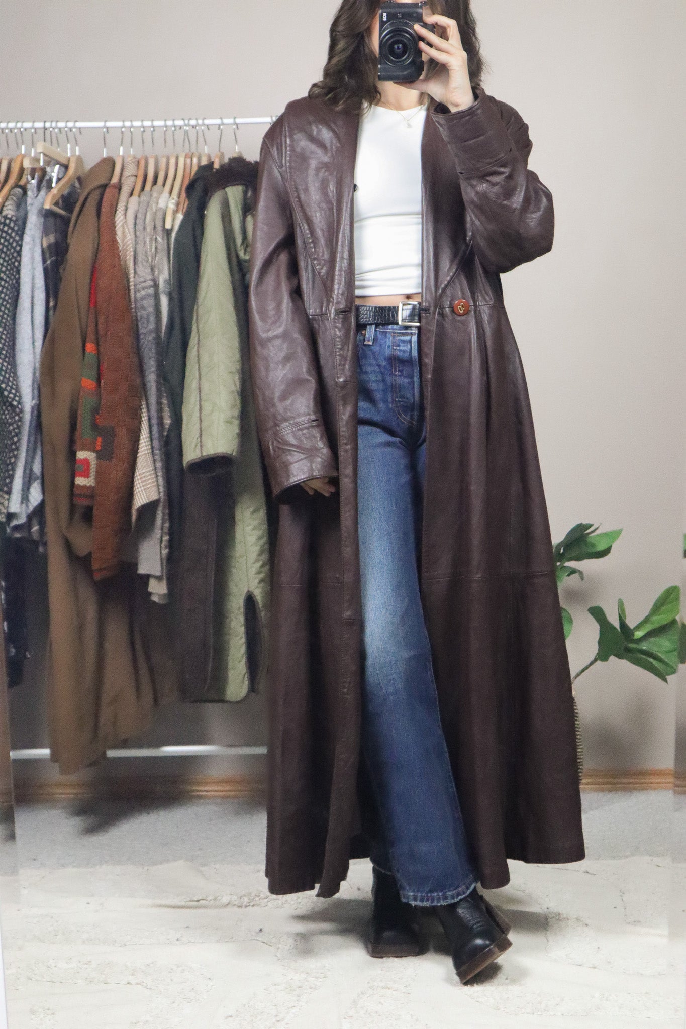 Vintage x Leather Trench Coat (M)
