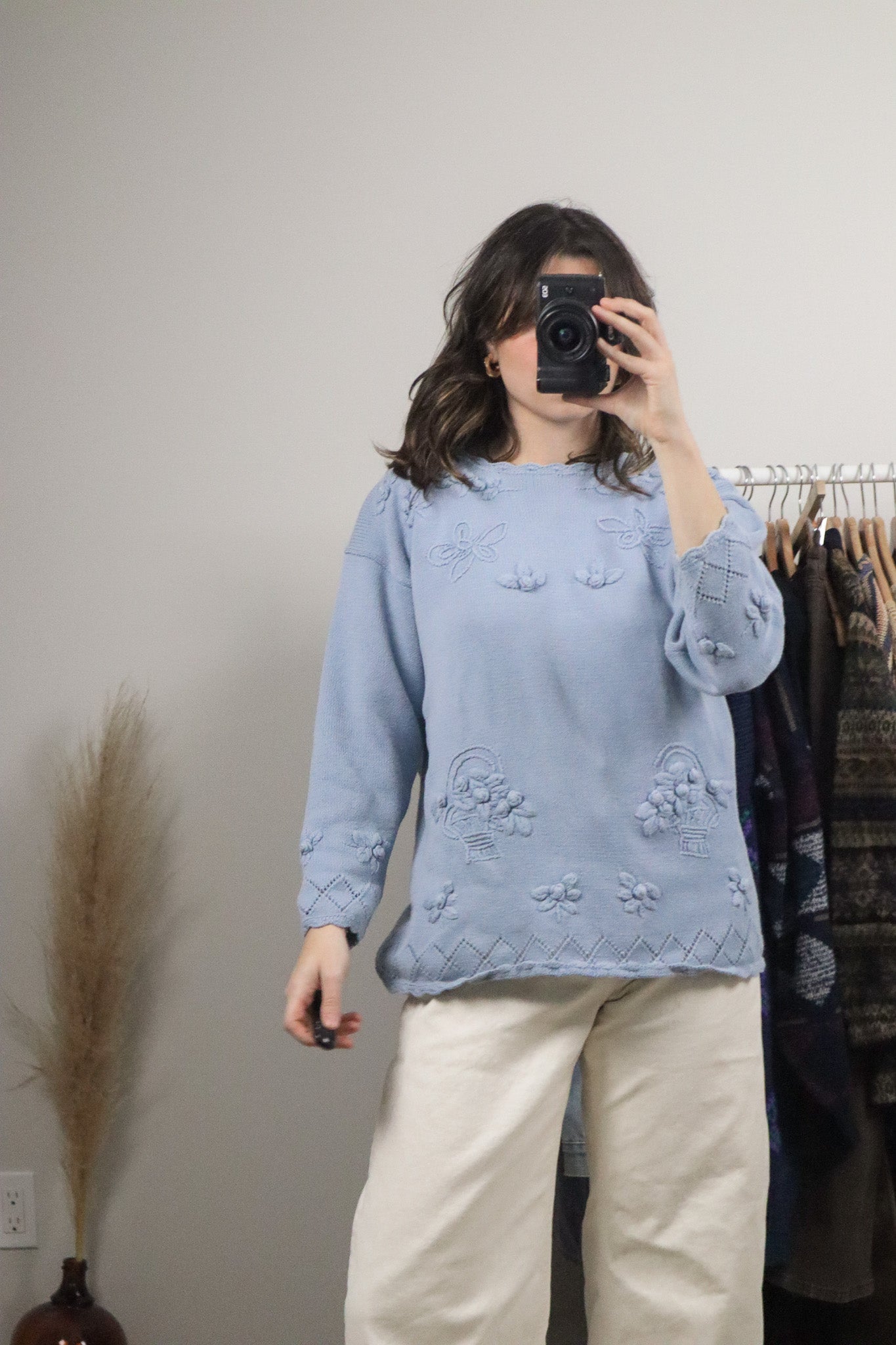 Vintage x Cotton Floral Knit Sweater (M)