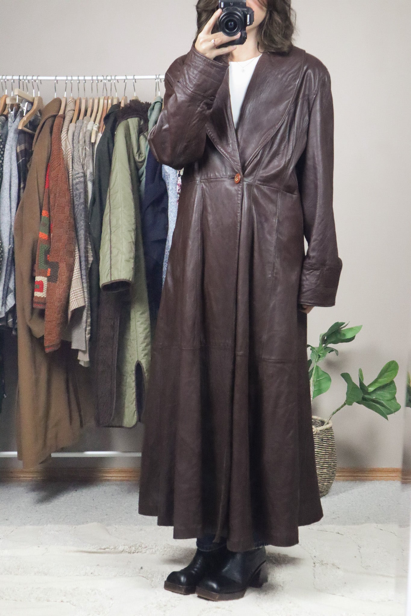Vintage x Leather Trench Coat (M)