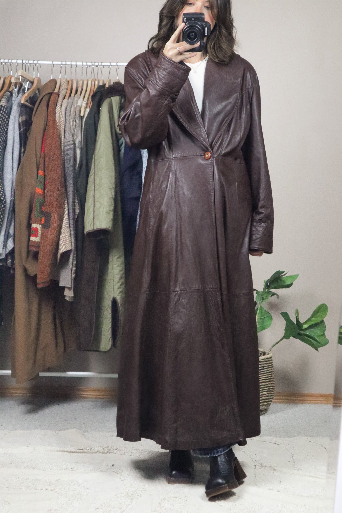Vintage x Leather Trench Coat (M)