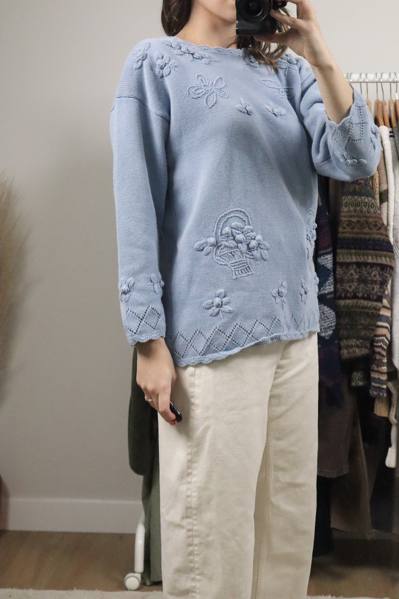 Vintage x Cotton Floral Knit Sweater (M)