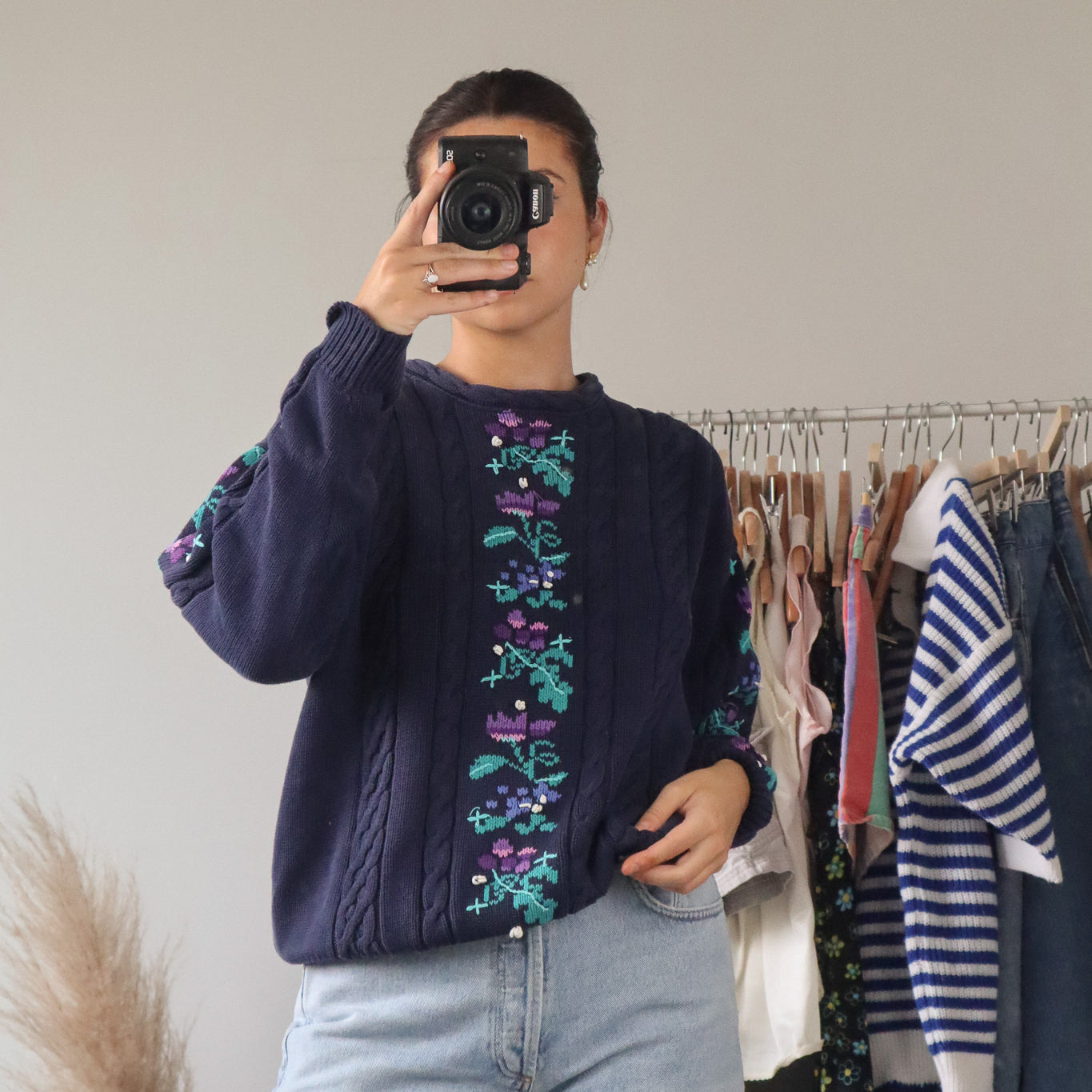 Vintage x Floral Chunky Knit Sweater (S/M)
