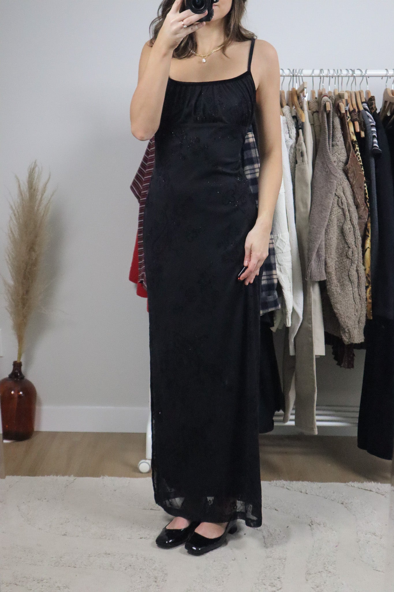 Made in Canada x Vintage x Velvet/Shimmer Mesh Maxi Dress (10-12)