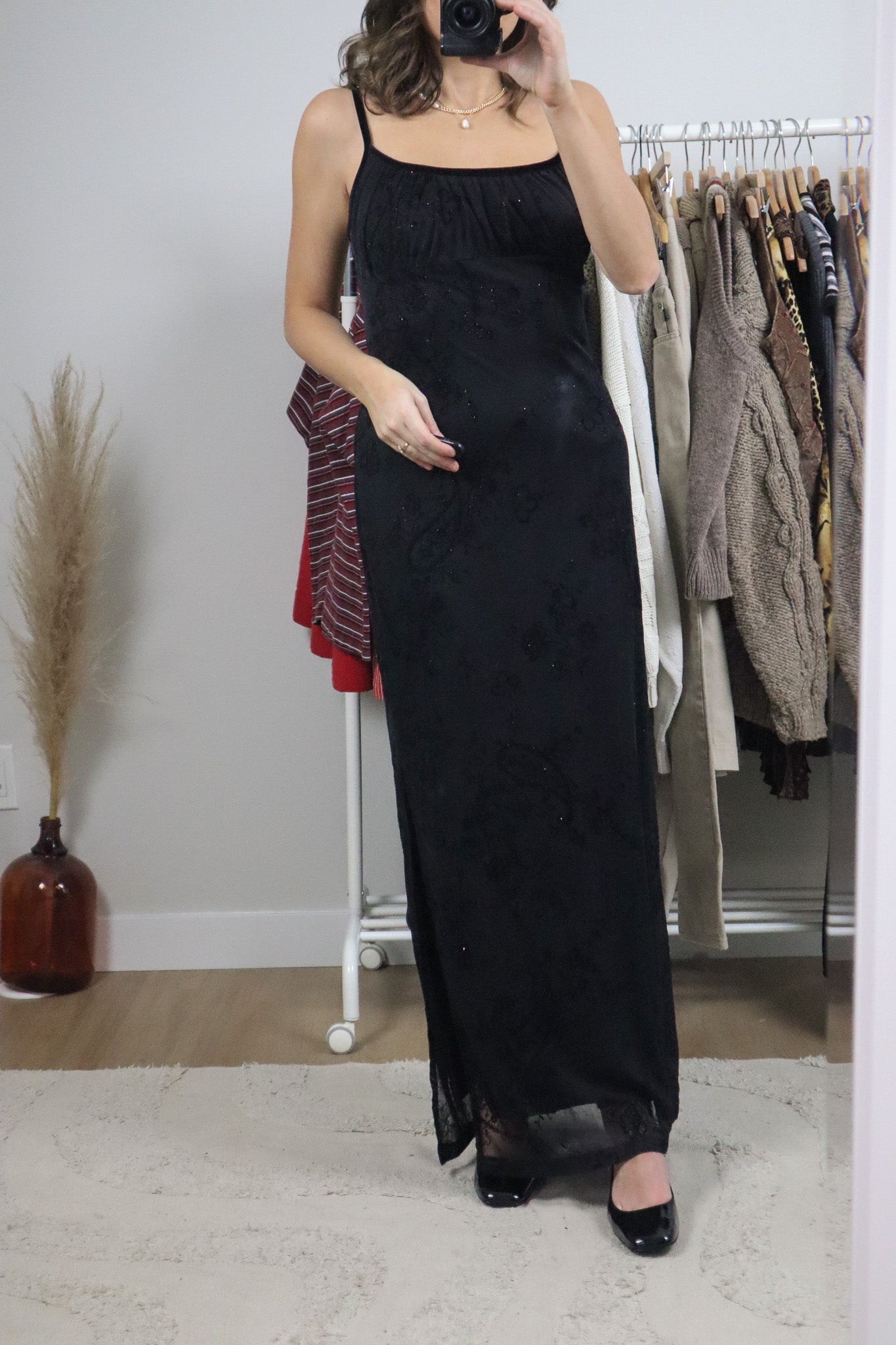 Made in Canada x Vintage x Velvet/Shimmer Mesh Maxi Dress (10-12)