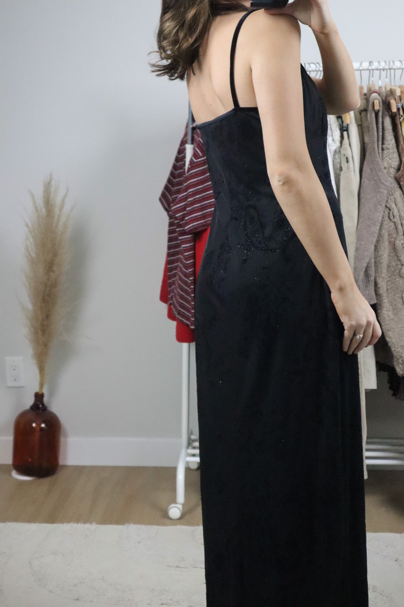 Made in Canada x Vintage x Velvet/Shimmer Mesh Maxi Dress (10-12)