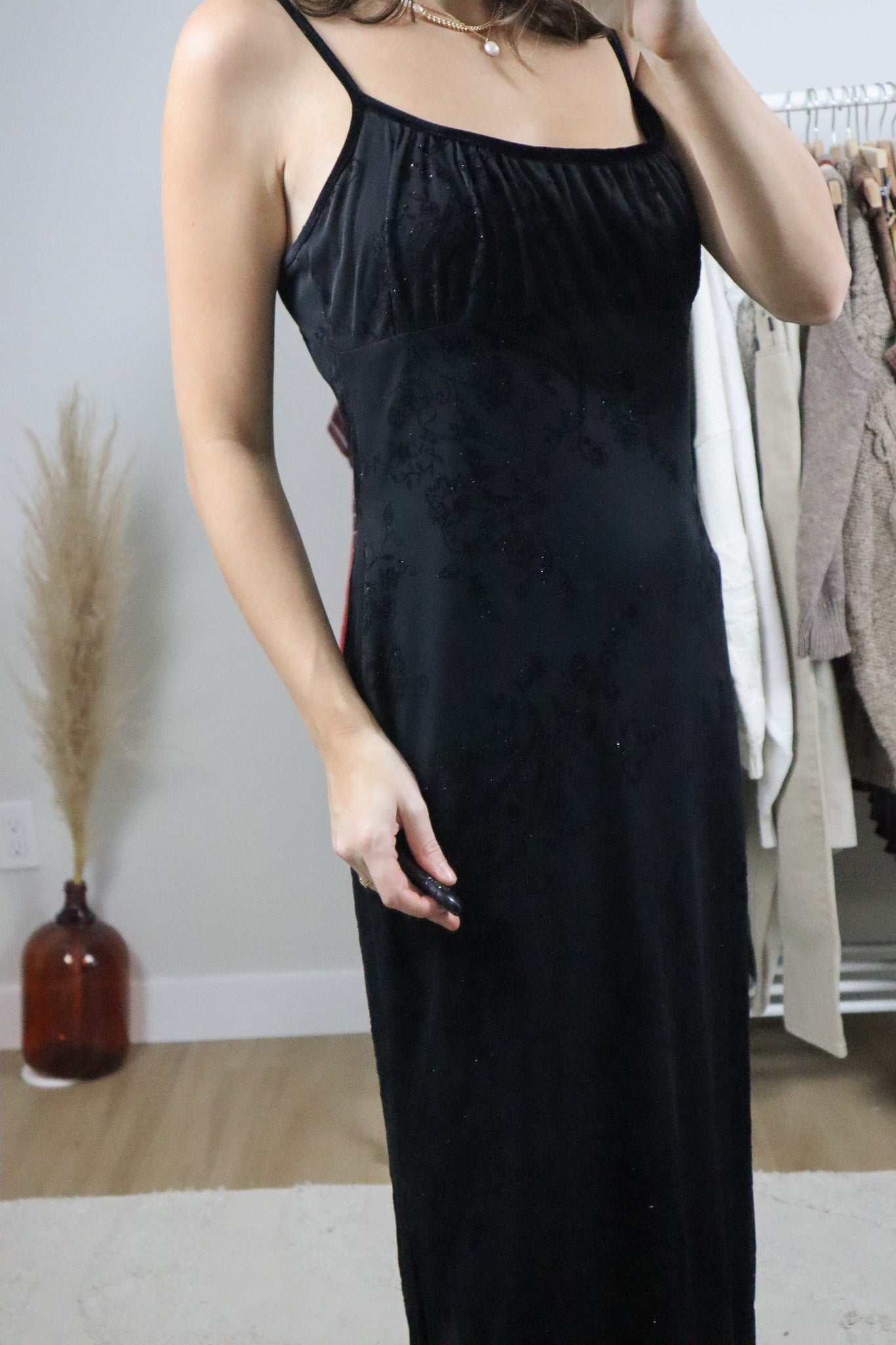 Made in Canada x Vintage x Velvet/Shimmer Mesh Maxi Dress (10-12)