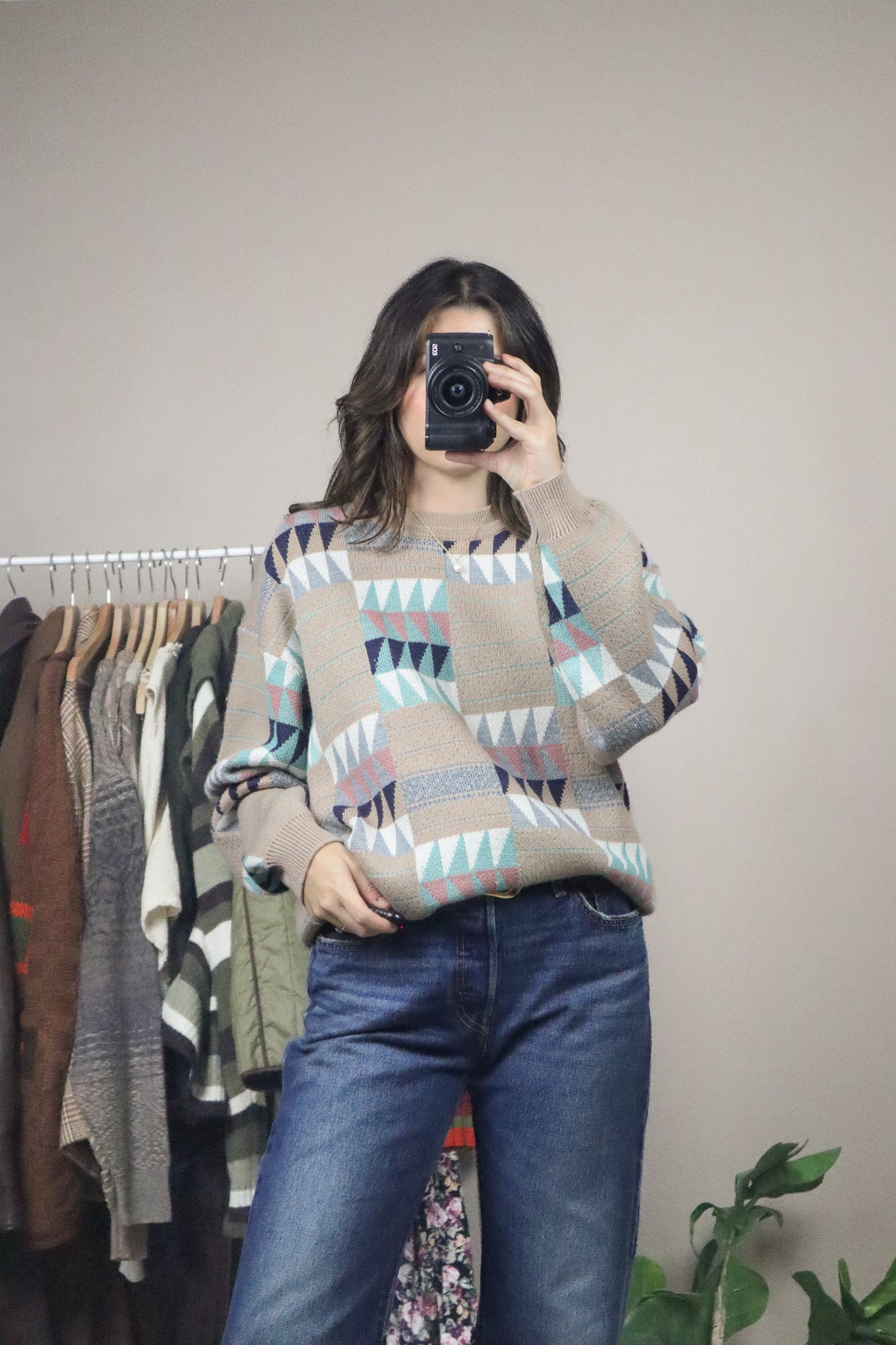 Vintage x Wool Blend Patterned Knit (M/L)