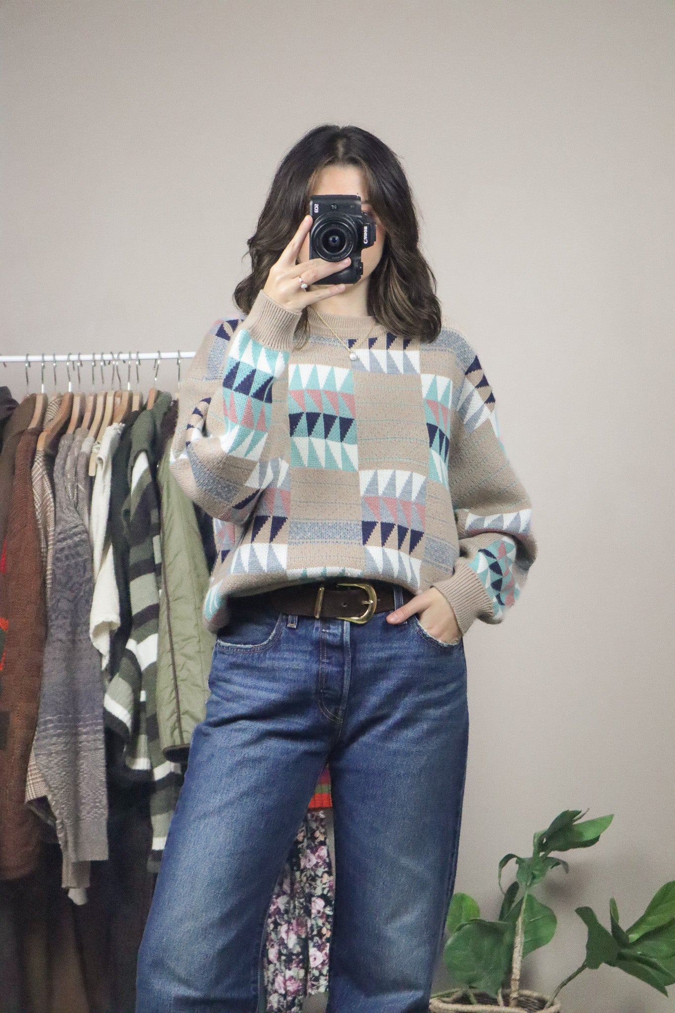 Vintage x Wool Blend Patterned Knit (M/L)