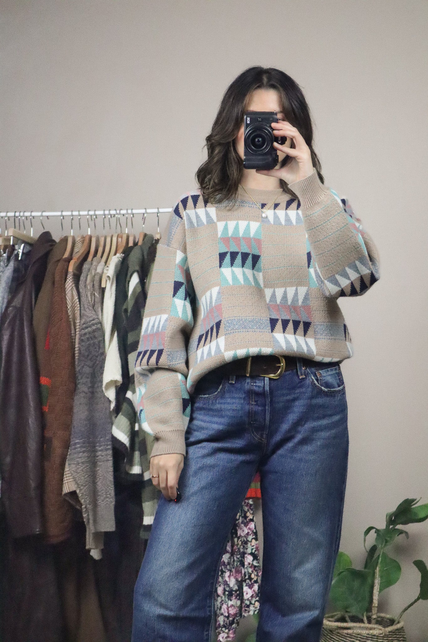 Vintage x Wool Blend Patterned Knit (M/L)