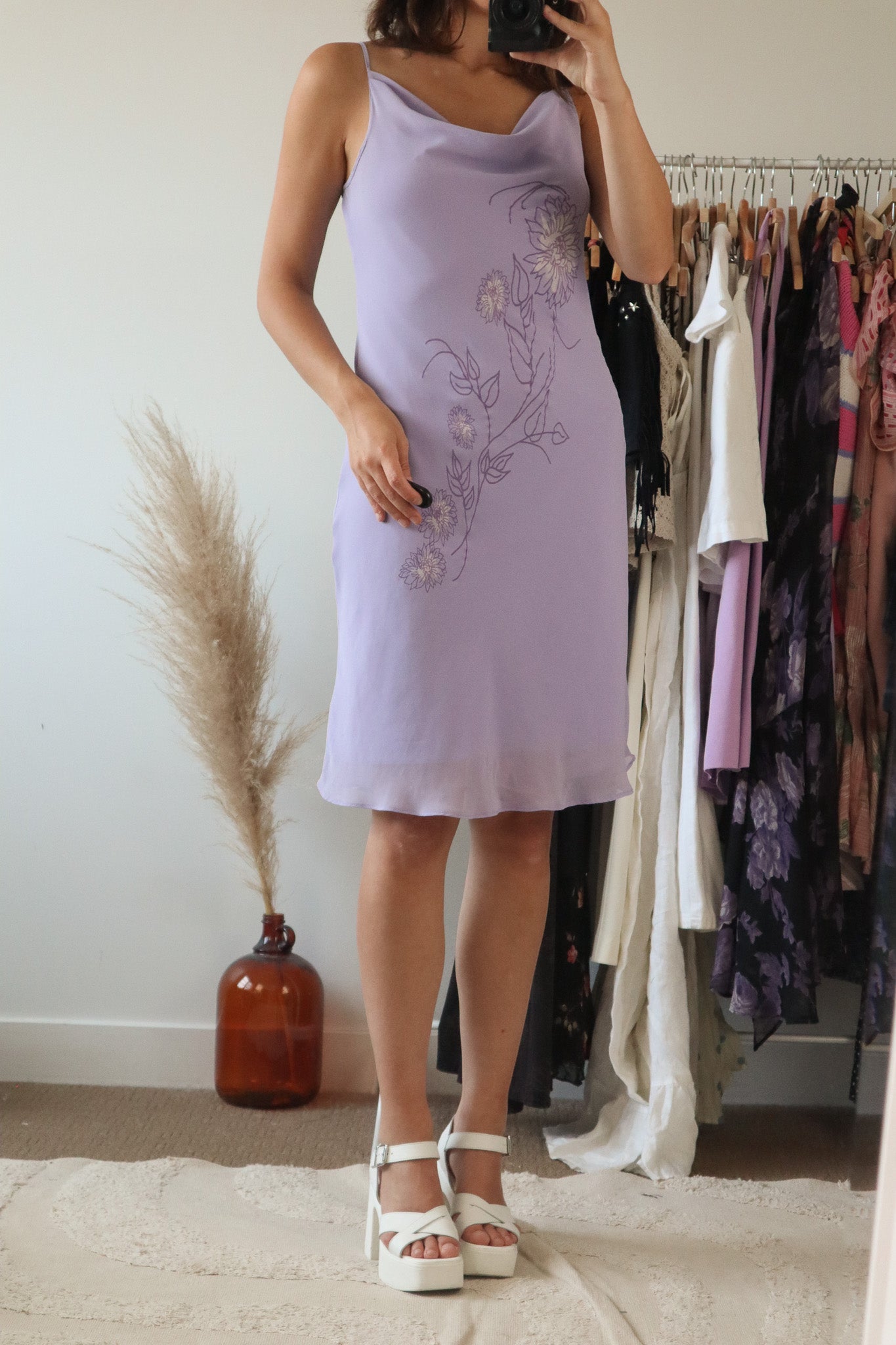 Vintage x Cowl Neck Floral Dress (S)
