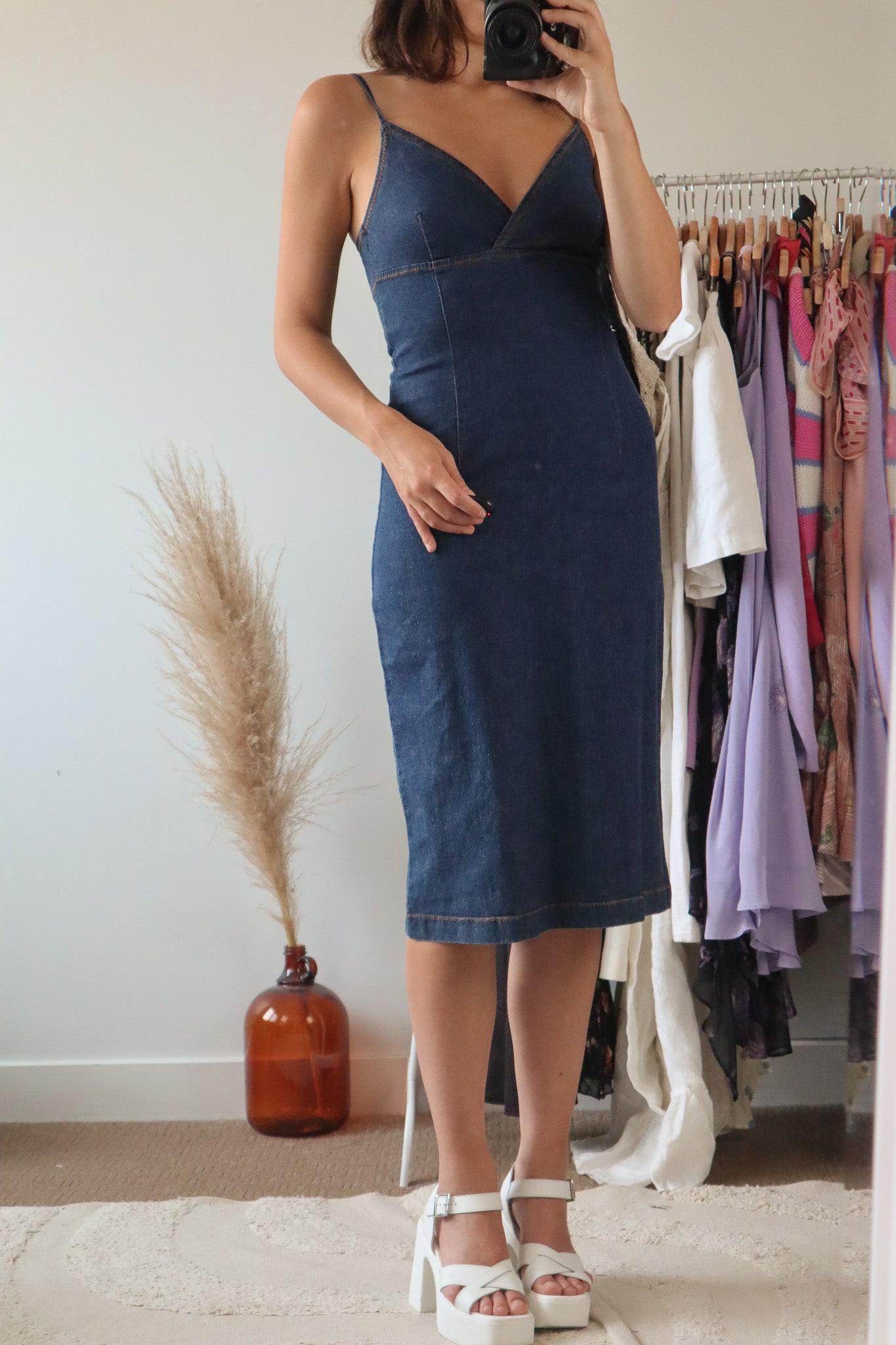 Vintage x Denim Midi Dress (XS)