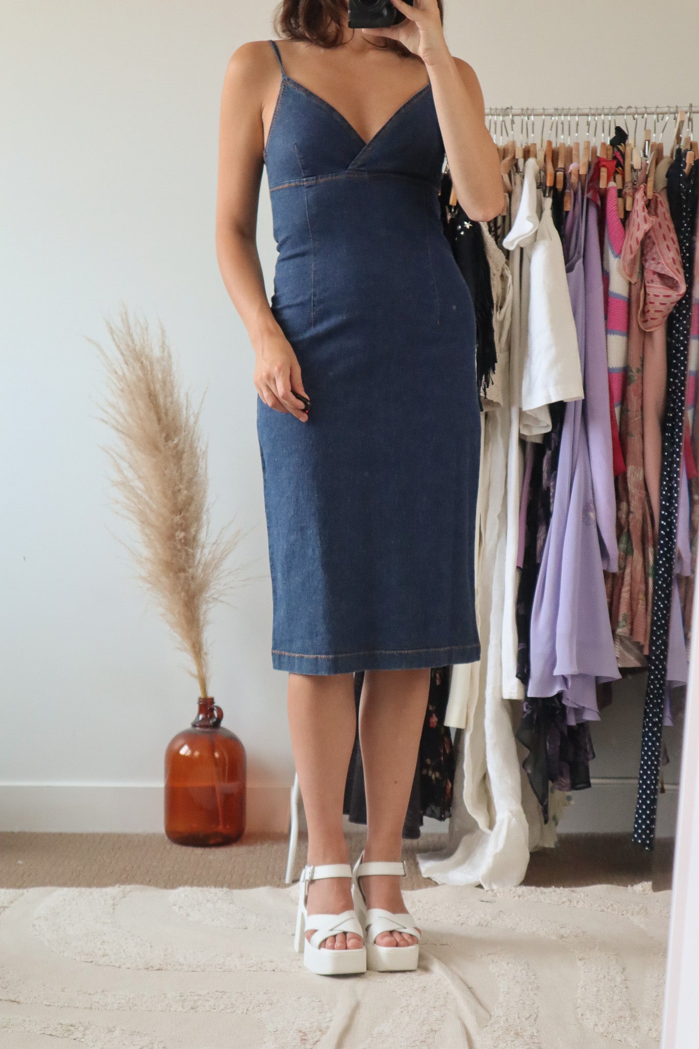 Vintage x Denim Midi Dress (XS)