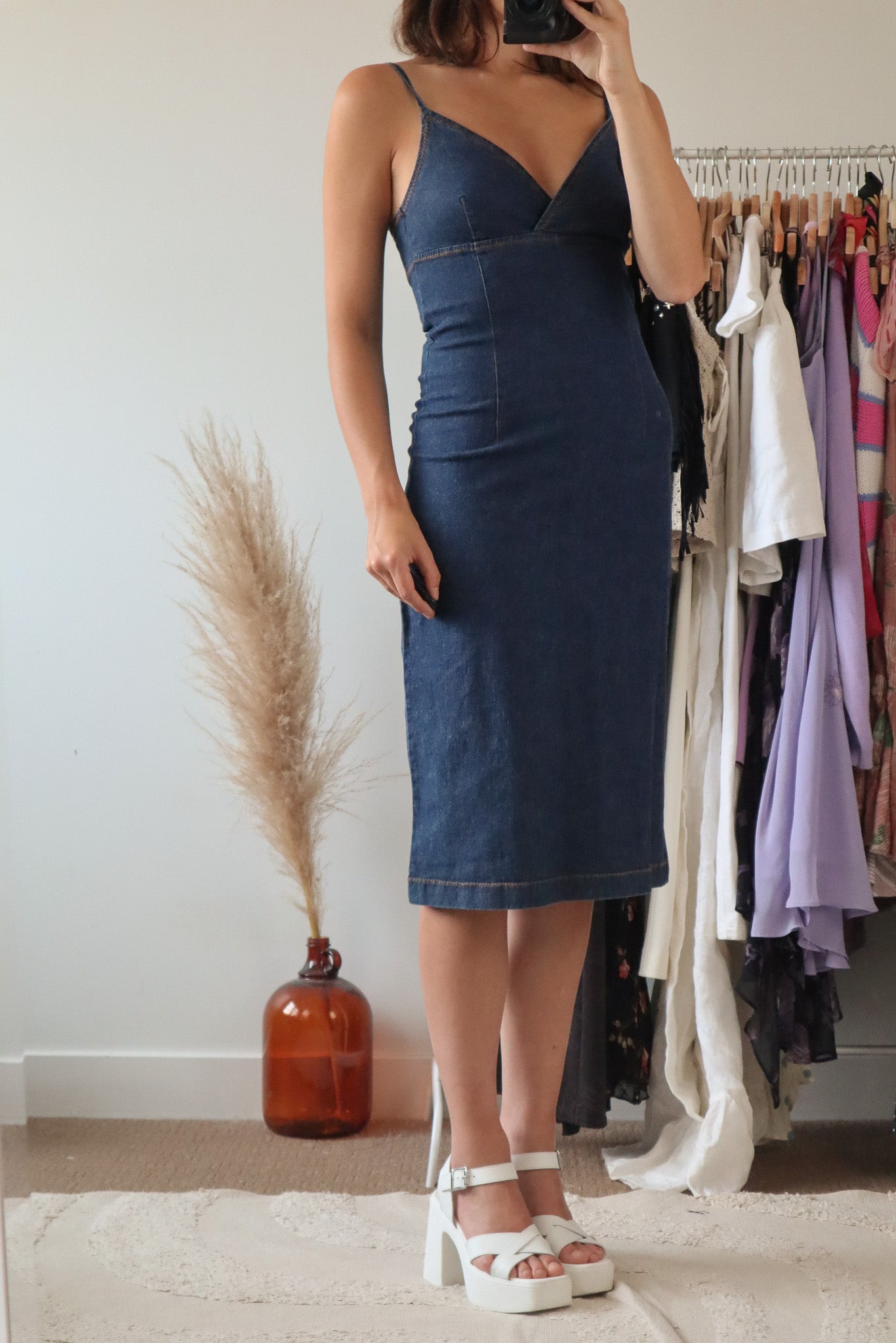 Vintage x Denim Midi Dress (XS)
