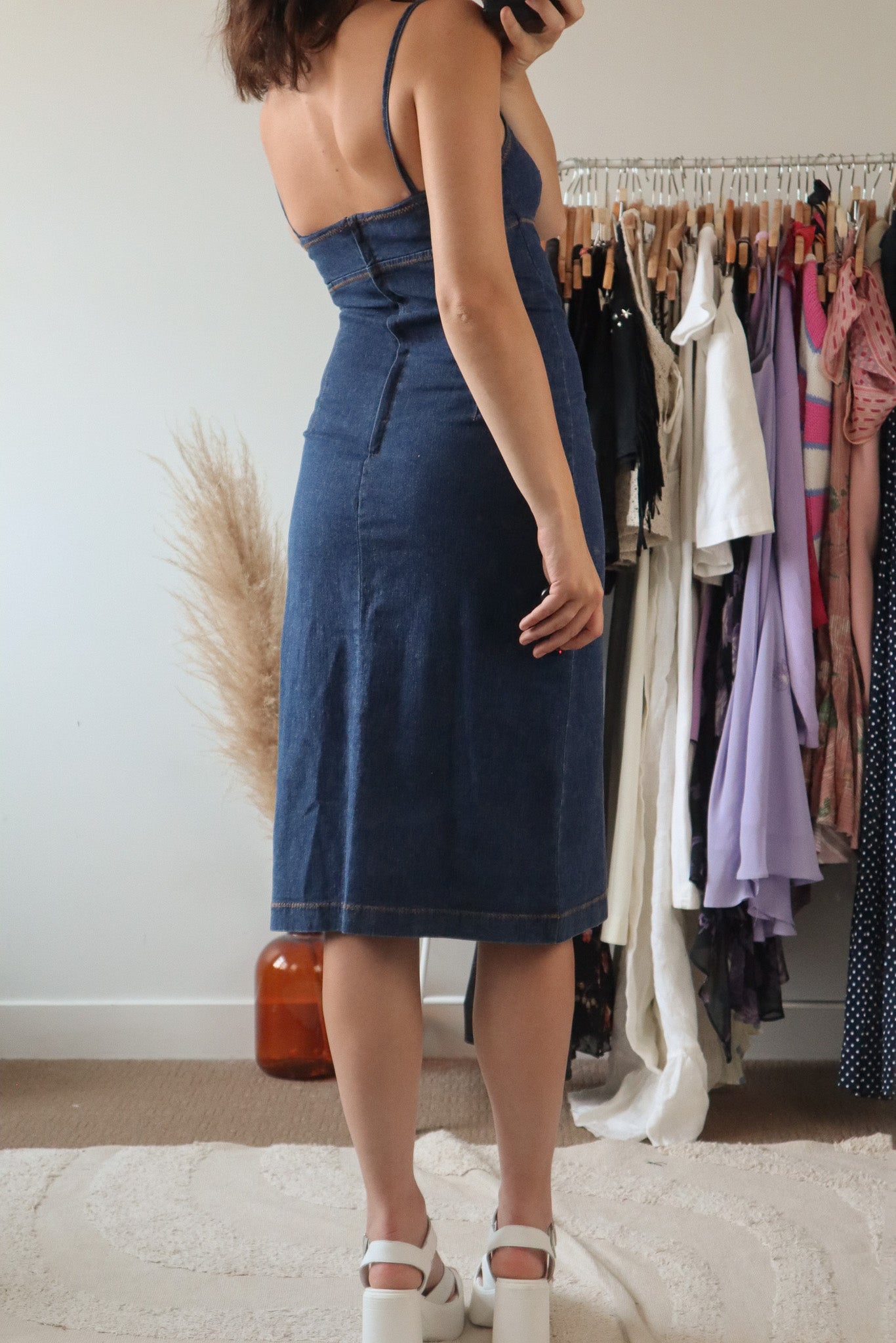 Vintage x Denim Midi Dress (XS)