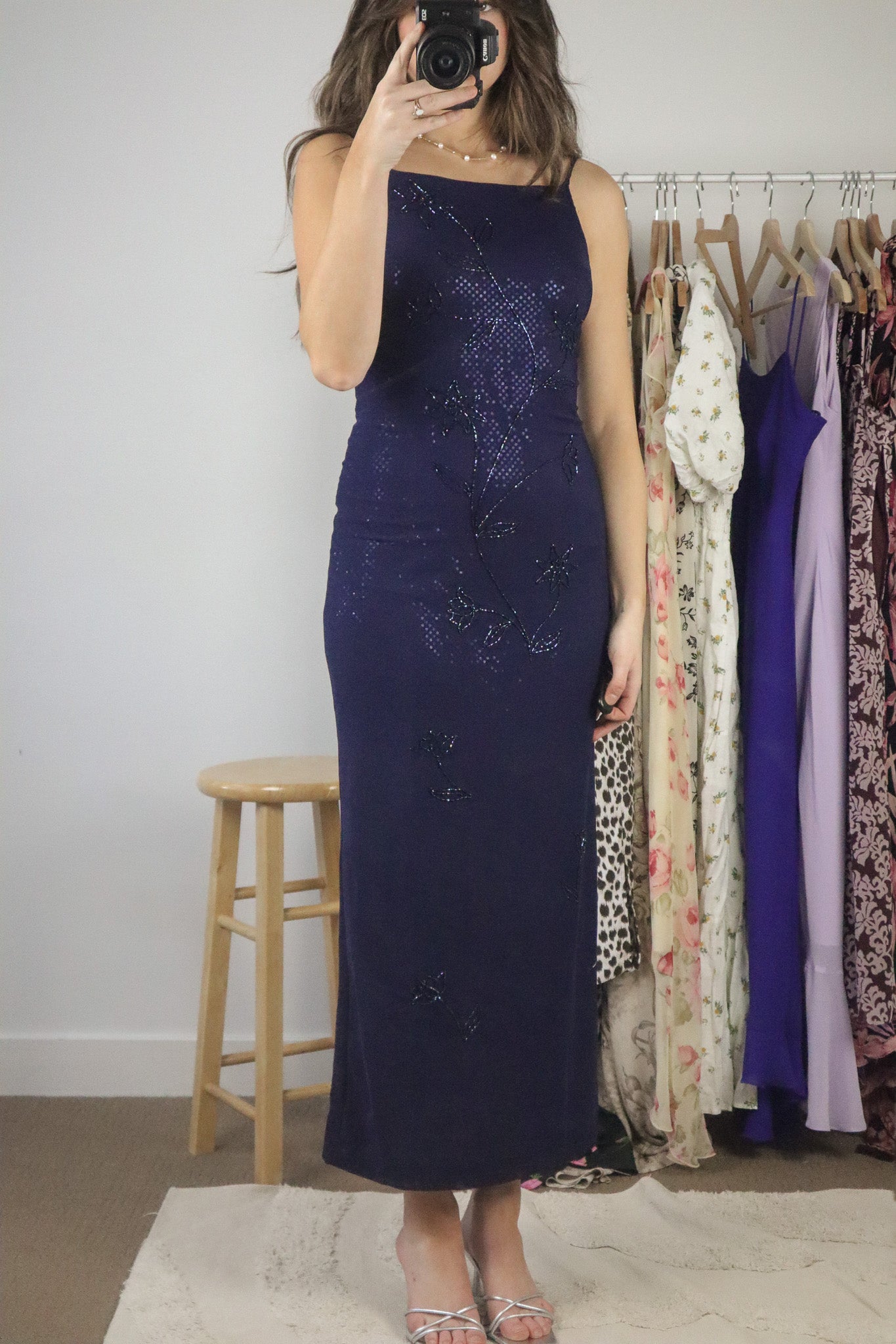 Made in USA x Vintage x Beaded & Sequence Maxi Dress (XS)