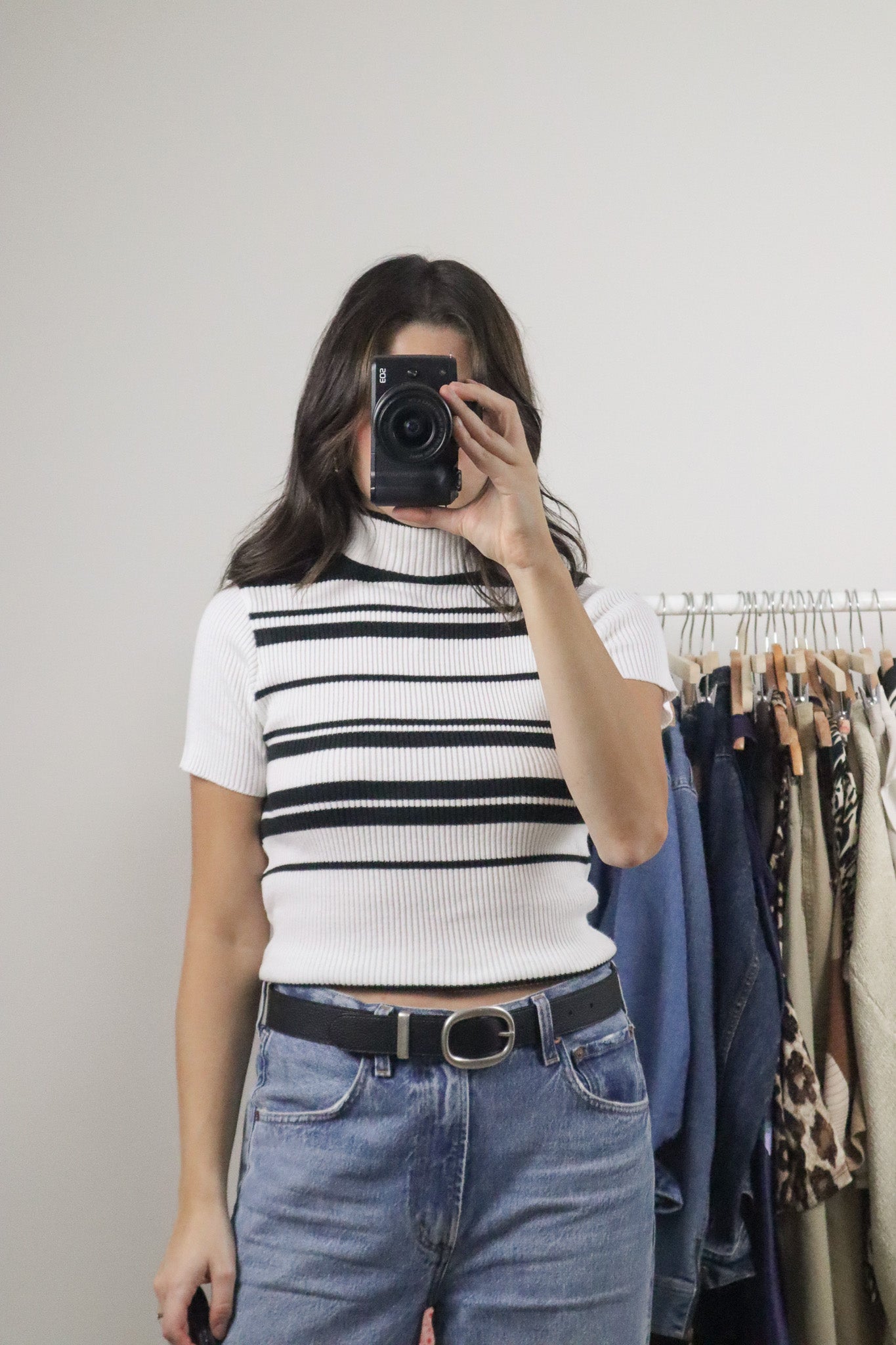 Made in Canada x Vintage x Striped Ribbed Mockneck Top (XS/S)