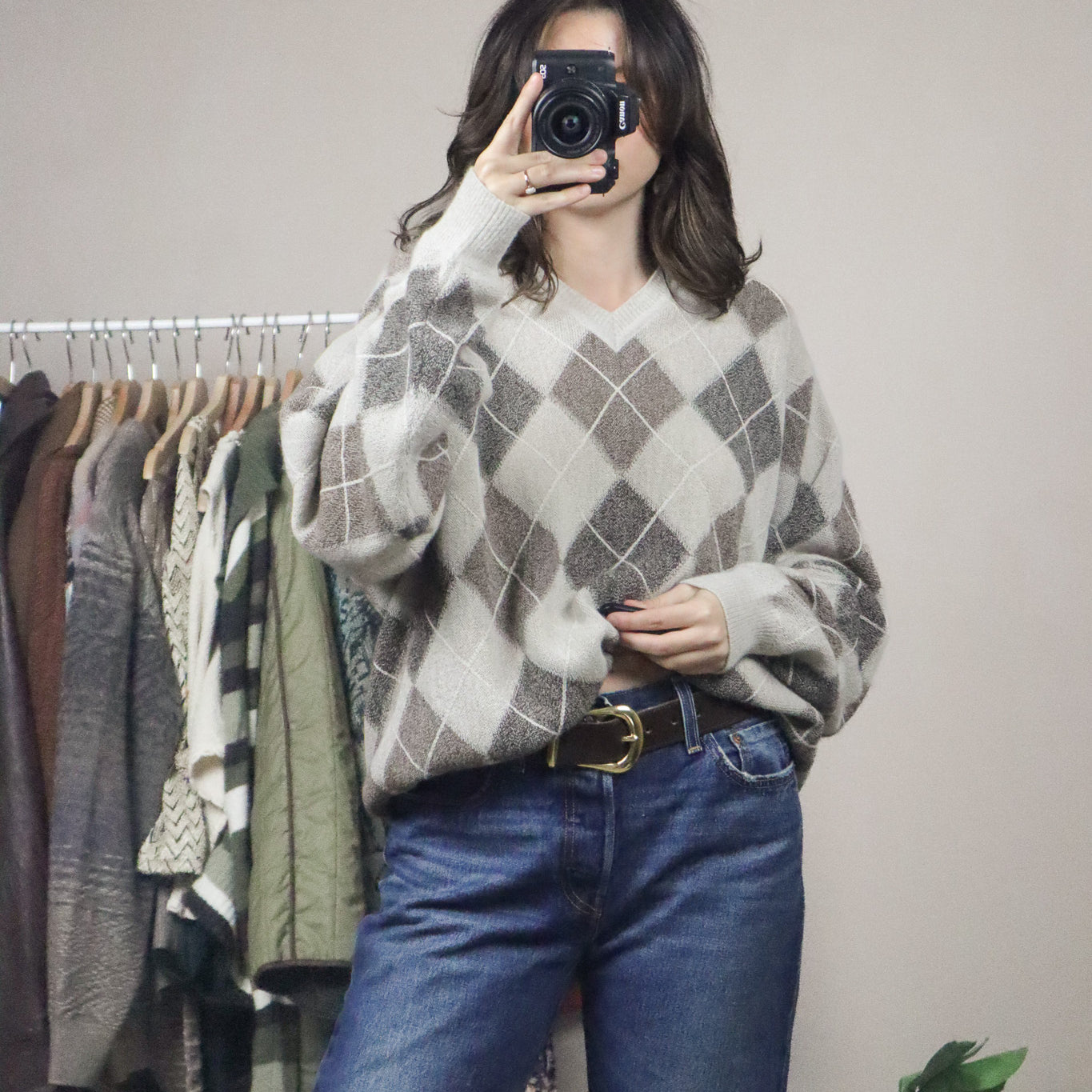 Made in Peru x Vintage x Baby Alpaca Argyle Knit (L/XL)