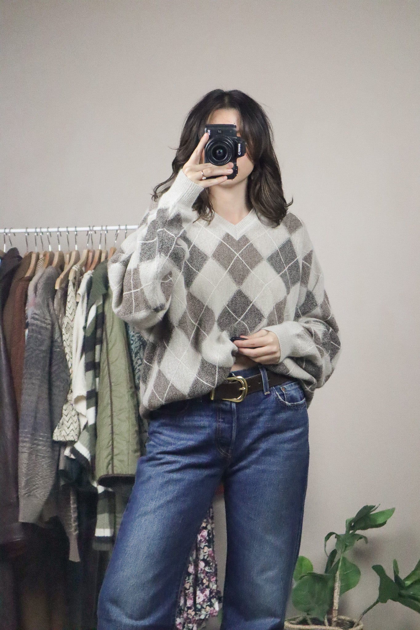 Made in Peru x Vintage x Baby Alpaca Argyle Knit (L/XL)
