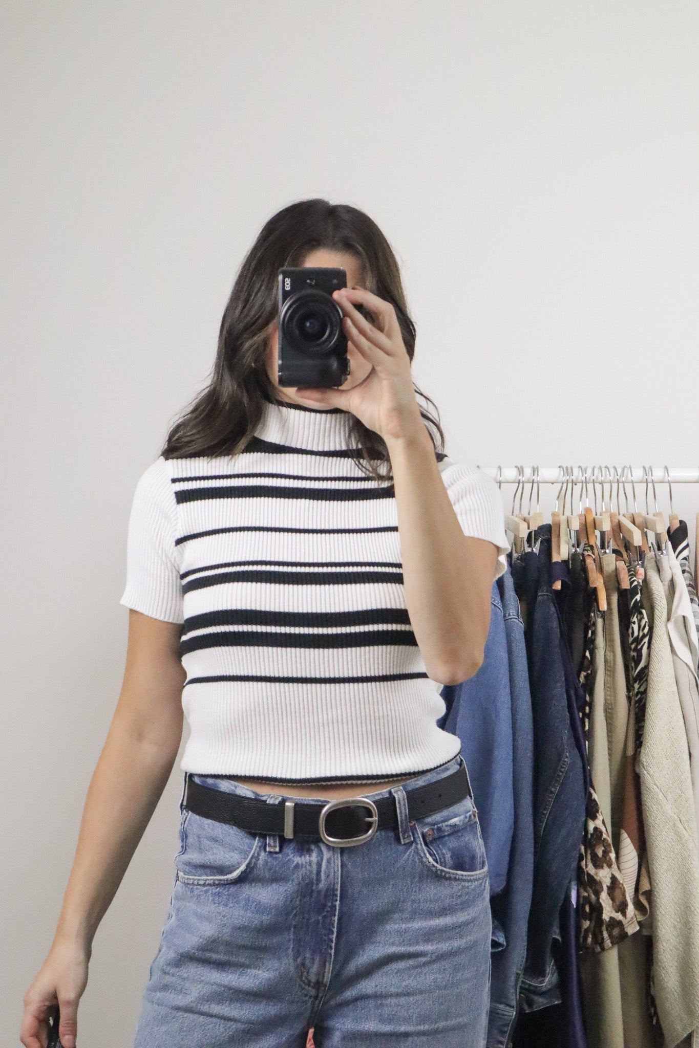 Made in Canada x Vintage x Striped Ribbed Mockneck Top (XS/S)