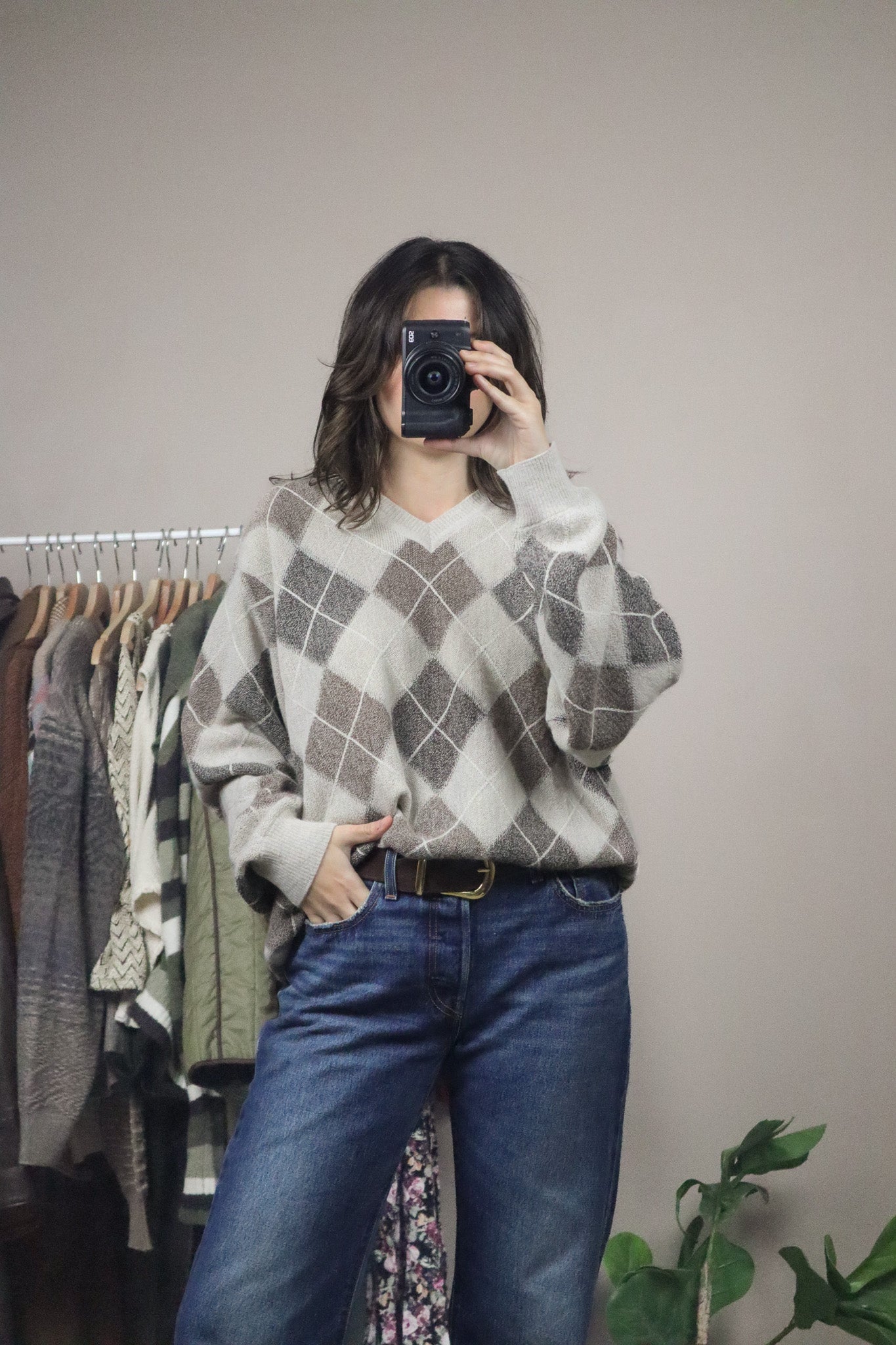 Made in Peru x Vintage x Baby Alpaca Argyle Knit (L/XL)