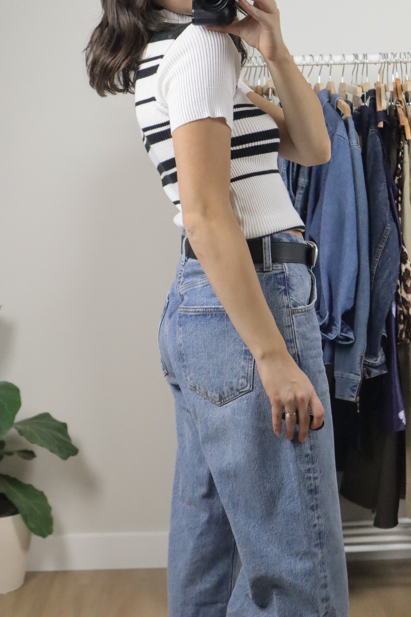 Made in Canada x Vintage x Striped Ribbed Mockneck Top (XS/S)