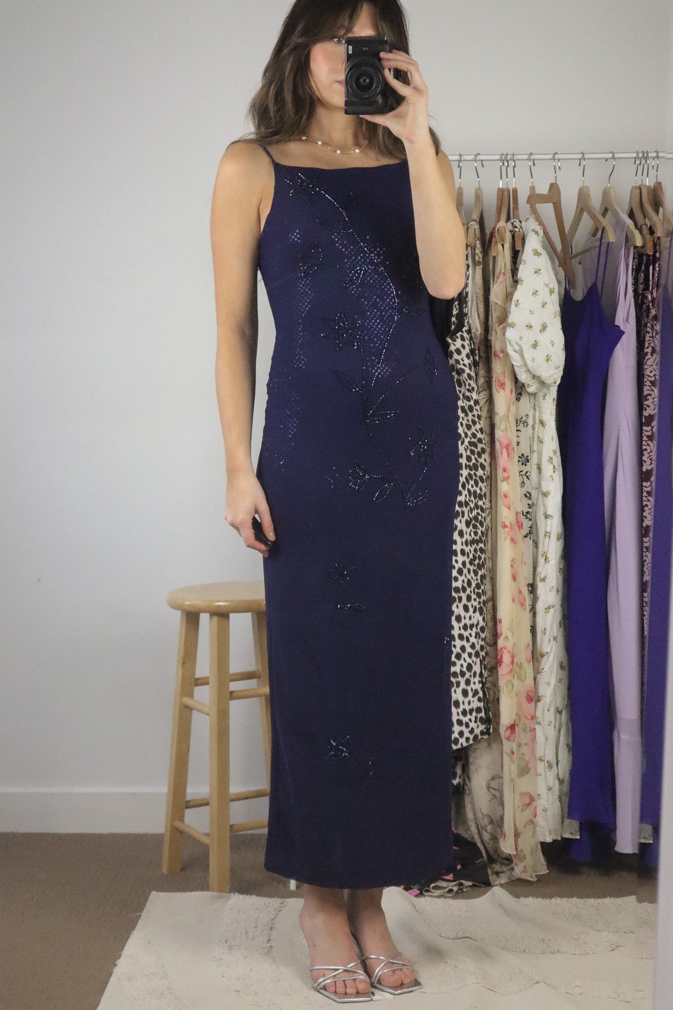 Made in USA x Vintage x Beaded & Sequence Maxi Dress (XS)