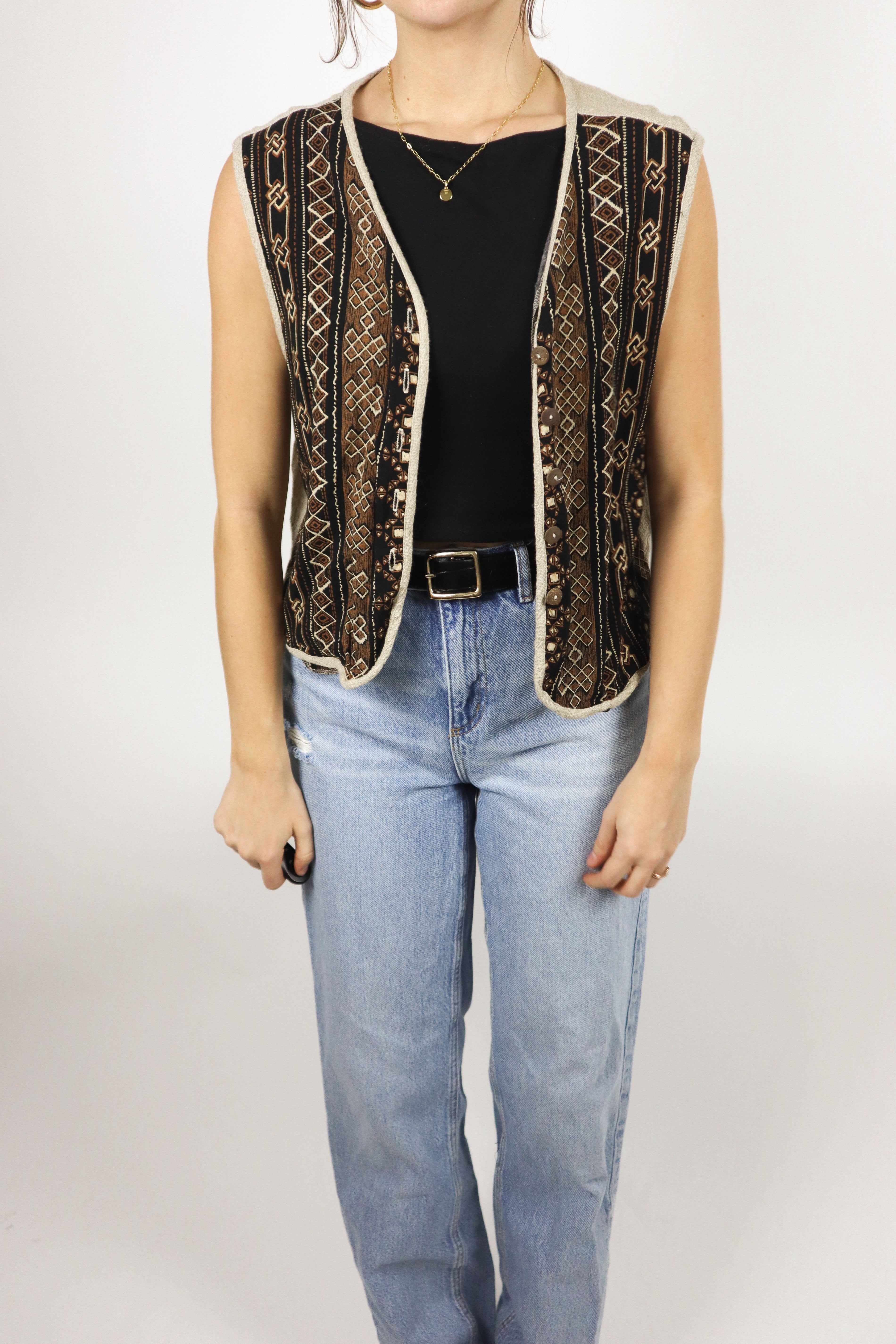 Made in USA x Vintage x Patterned Vest (S/M)
