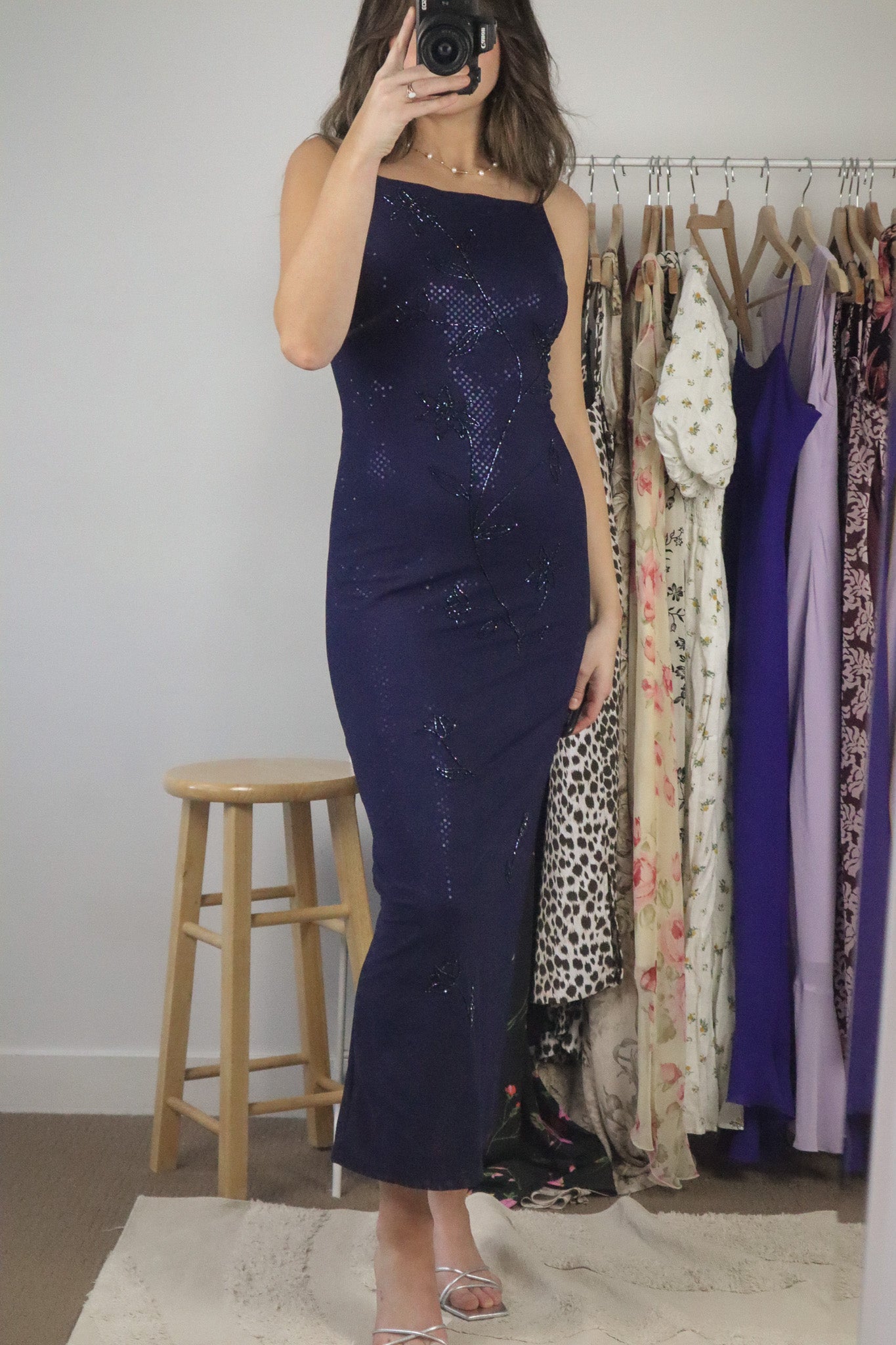 Made in USA x Vintage x Beaded & Sequence Maxi Dress (XS)