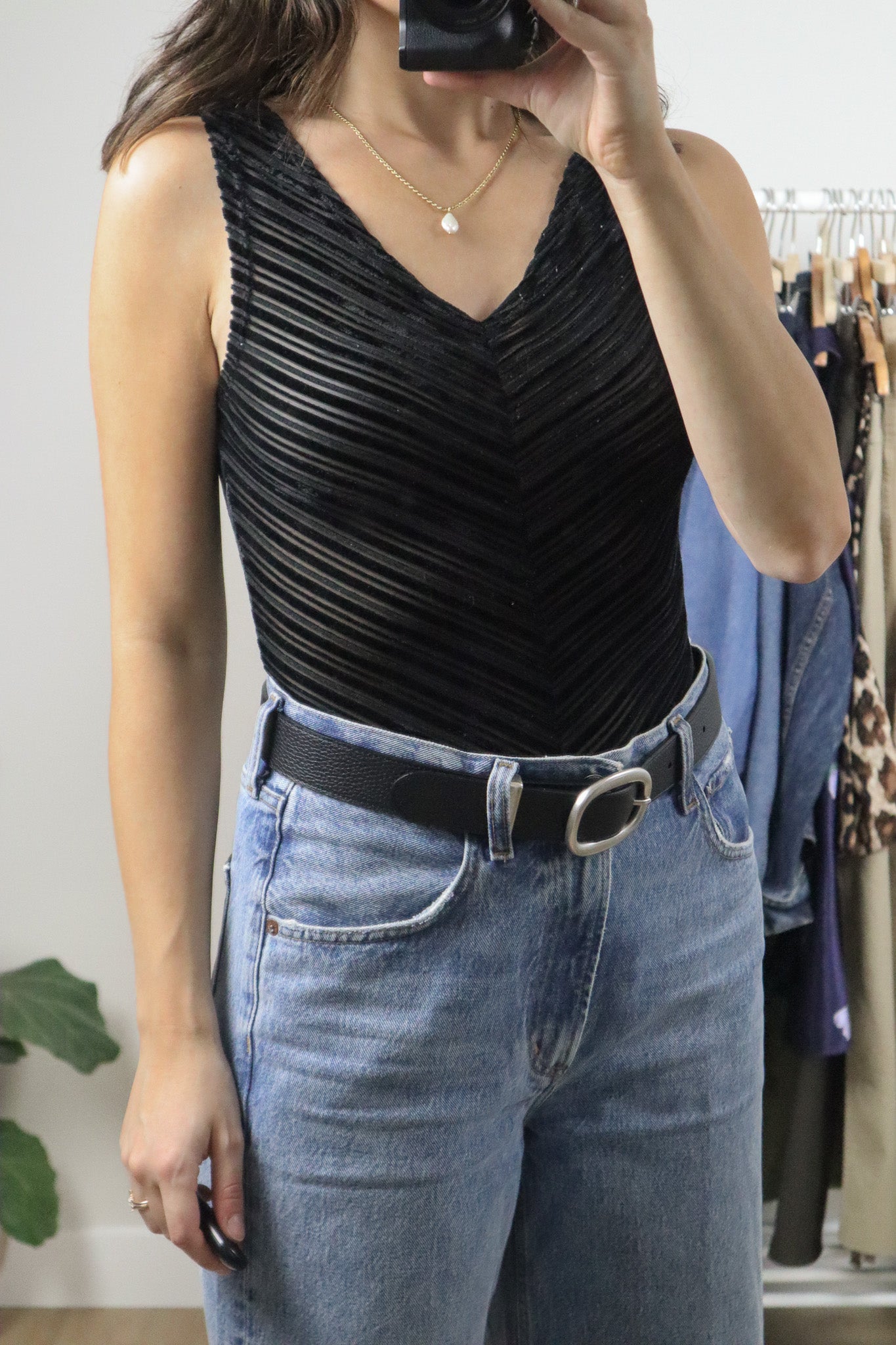 Made in Canada x Vintage x Velvet & Mesh Tank (XS/S)