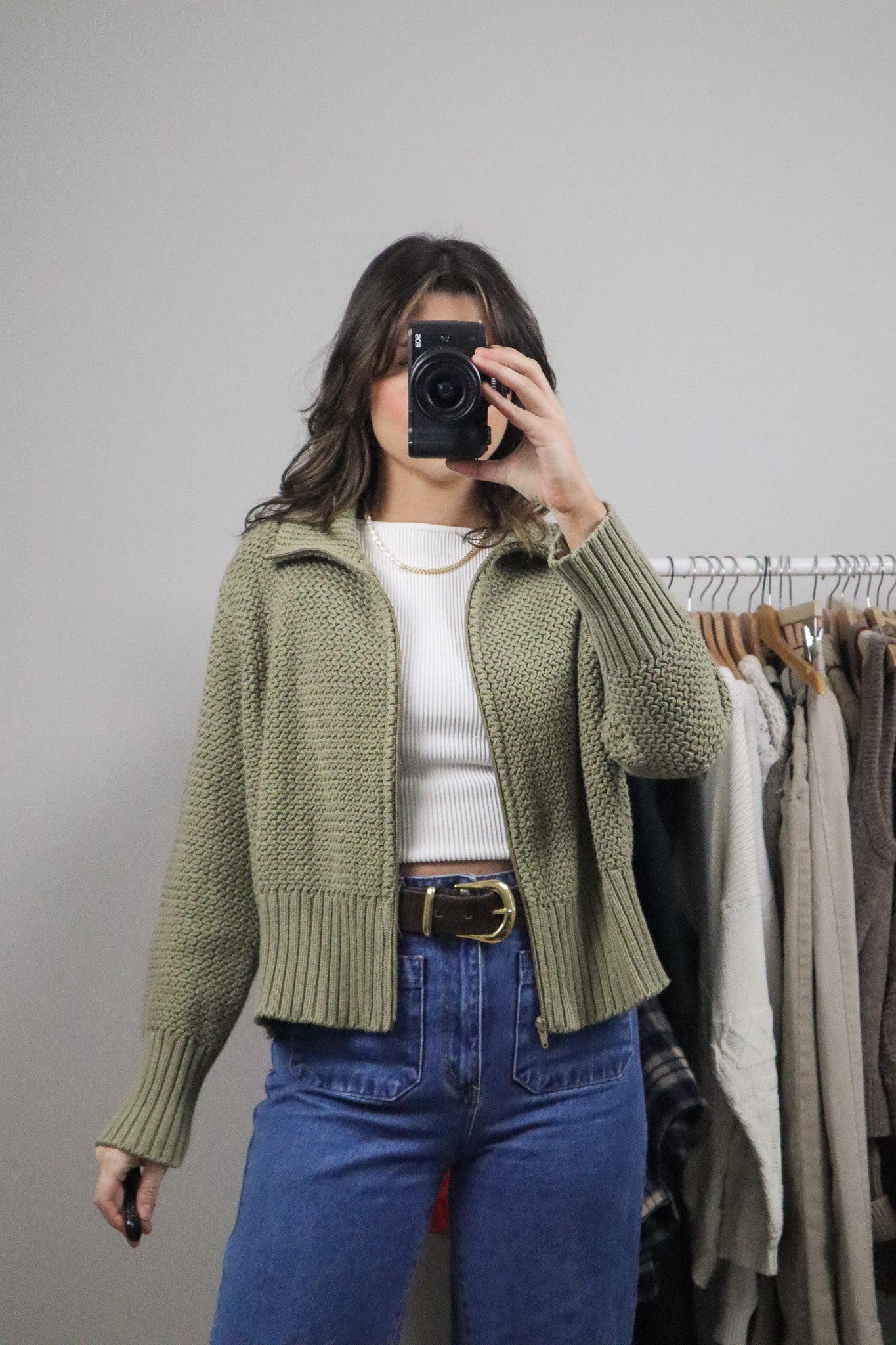 Made in USA xVintage x Cotton Chunky Knit Zip-Up (M)