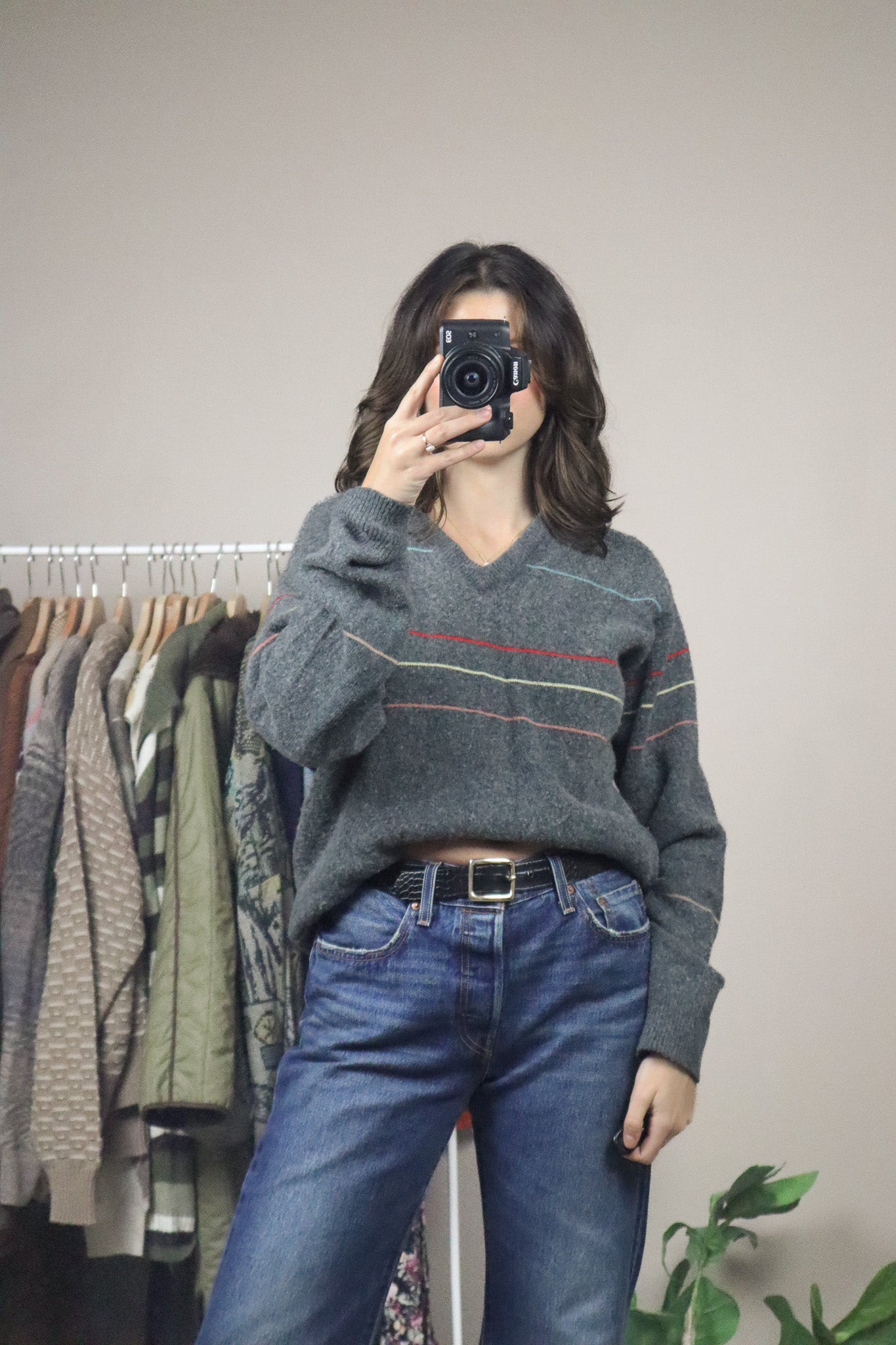 Vintage x Wool Blend Striped Sweater (M)