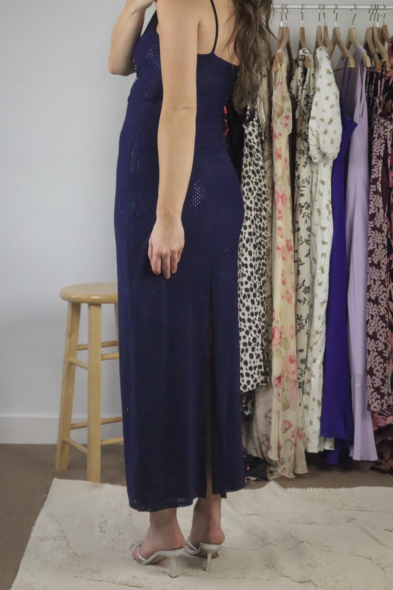 Made in USA x Vintage x Beaded & Sequence Maxi Dress (XS)