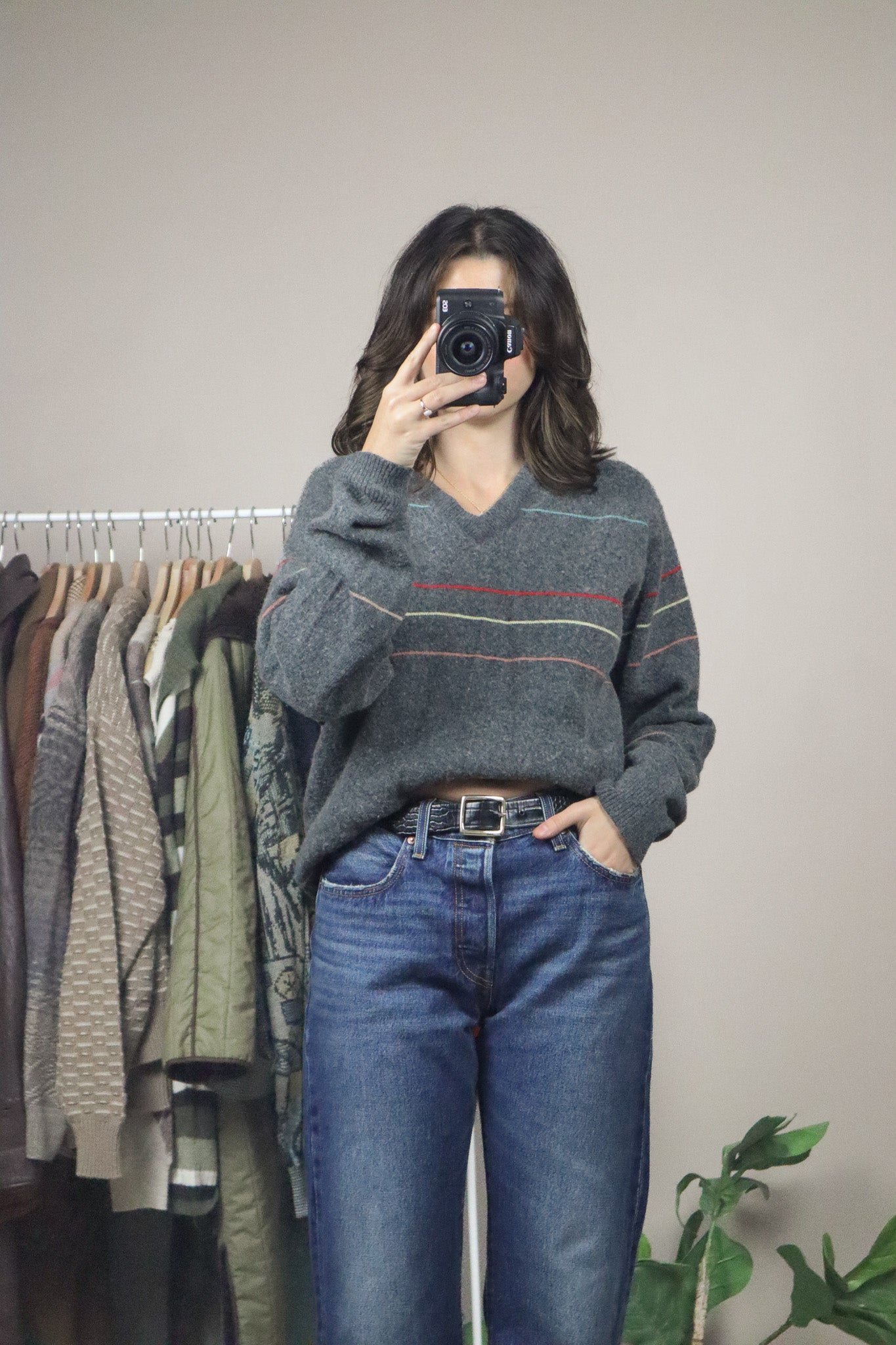 Vintage x Wool Blend Striped Sweater (M)