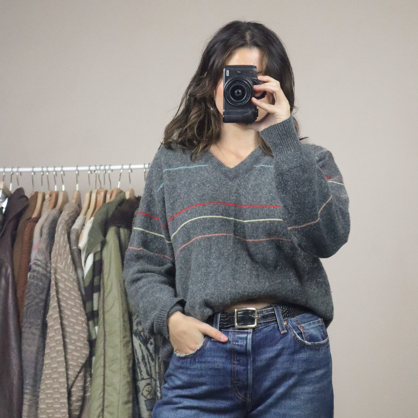 Vintage x Wool Blend Striped Sweater (M)