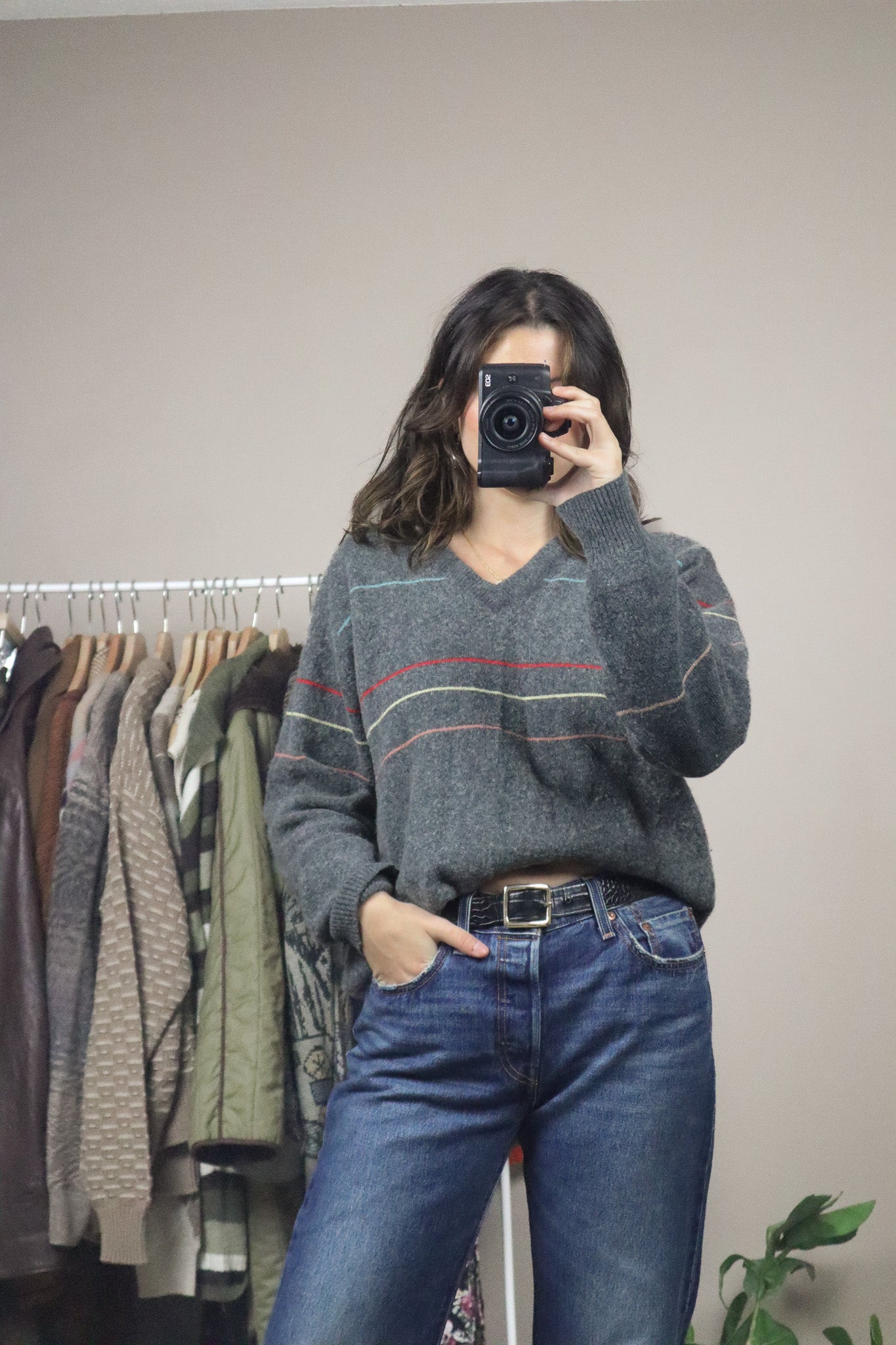 Vintage x Wool Blend Striped Sweater (M)