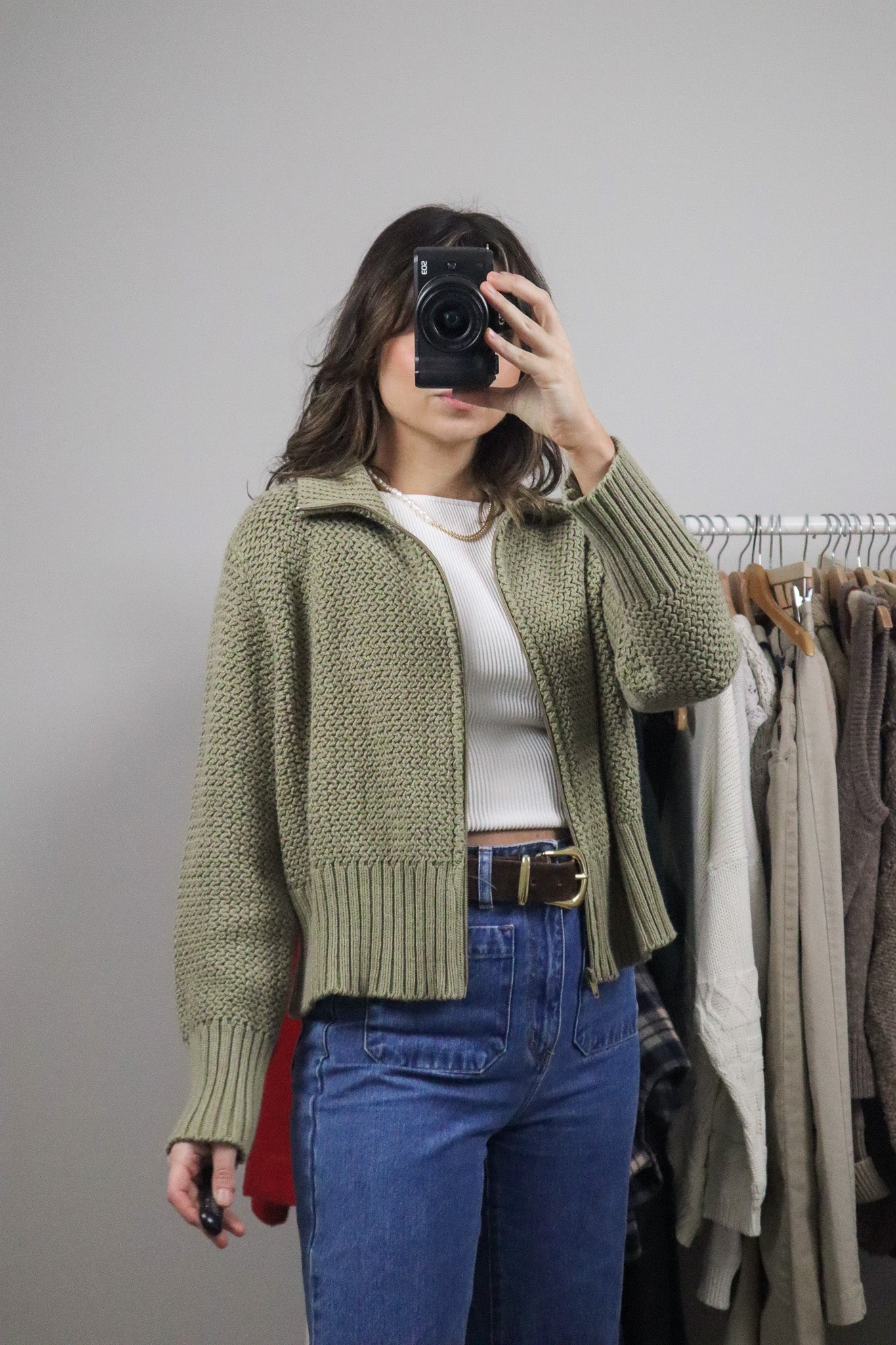 Made in USA xVintage x Cotton Chunky Knit Zip-Up (M)