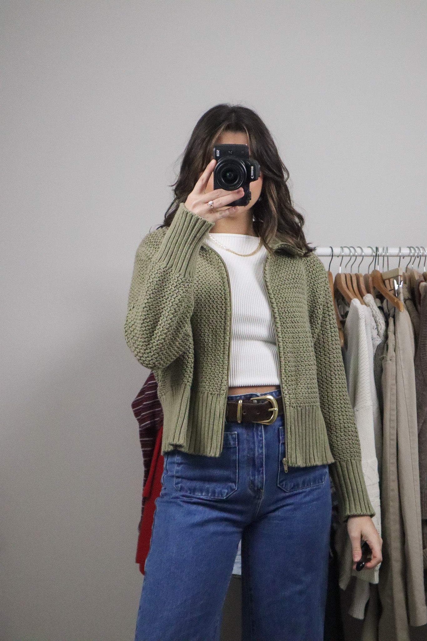 Made in USA xVintage x Cotton Chunky Knit Zip-Up (M)