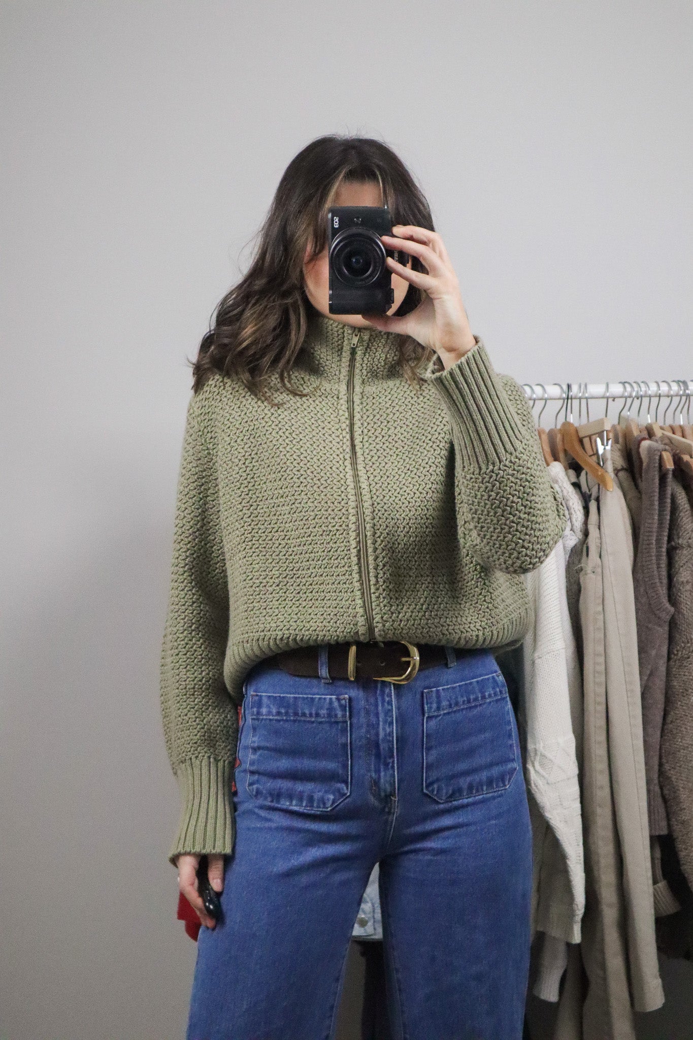 Made in USA xVintage x Cotton Chunky Knit Zip-Up (M)