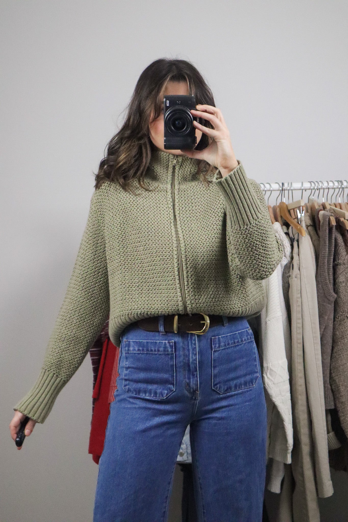 Made in USA xVintage x Cotton Chunky Knit Zip-Up (M)