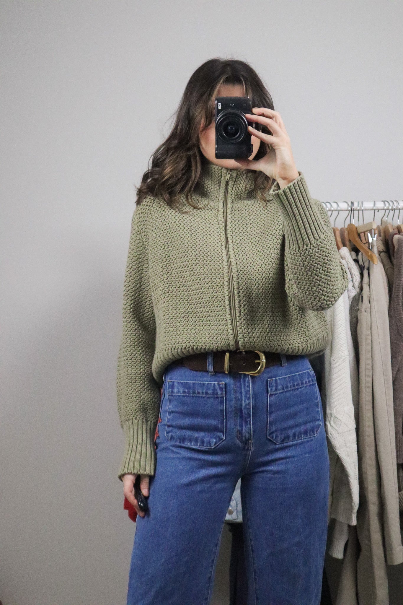 Made in USA xVintage x Cotton Chunky Knit Zip-Up (M)