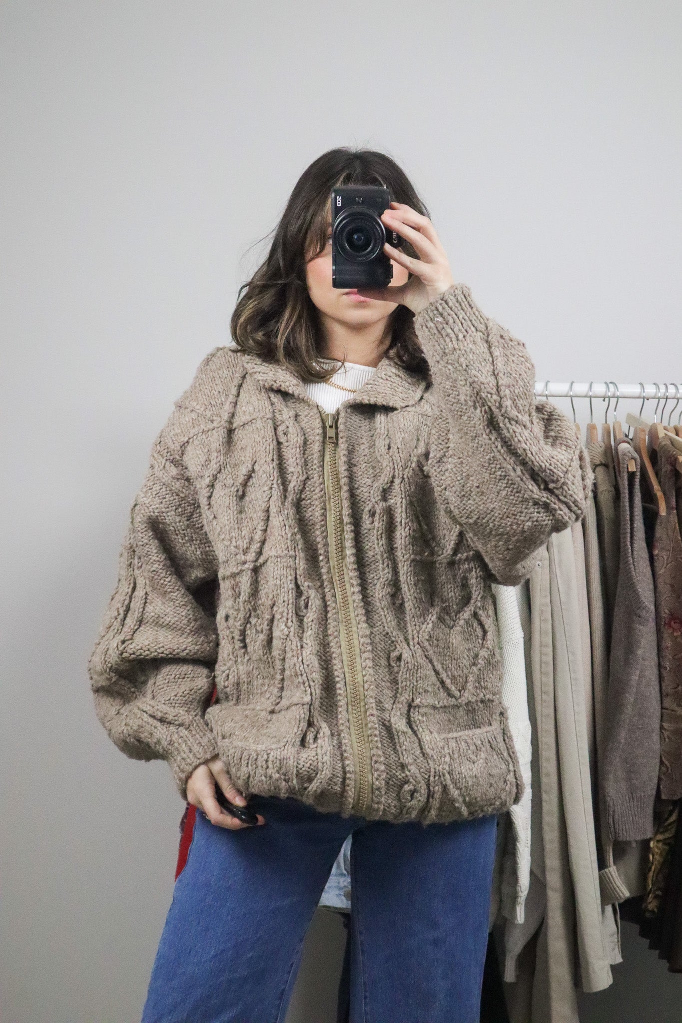 Handmade in Ecuador x Vintage x Wool Chunky Zip-Up (L/XL)