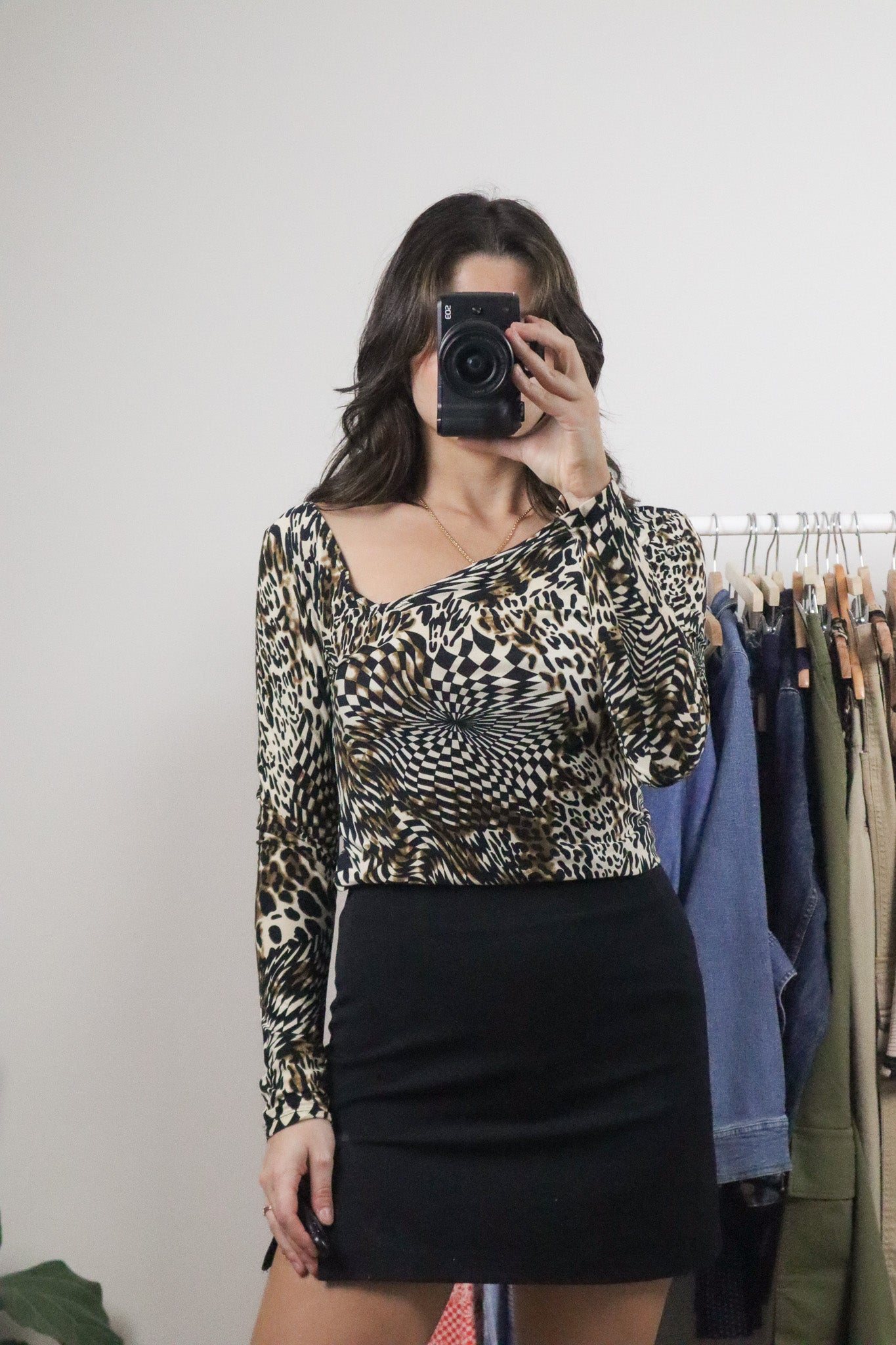 Vintage x Pattern/Cheetah Print Long Sleeve (S)
