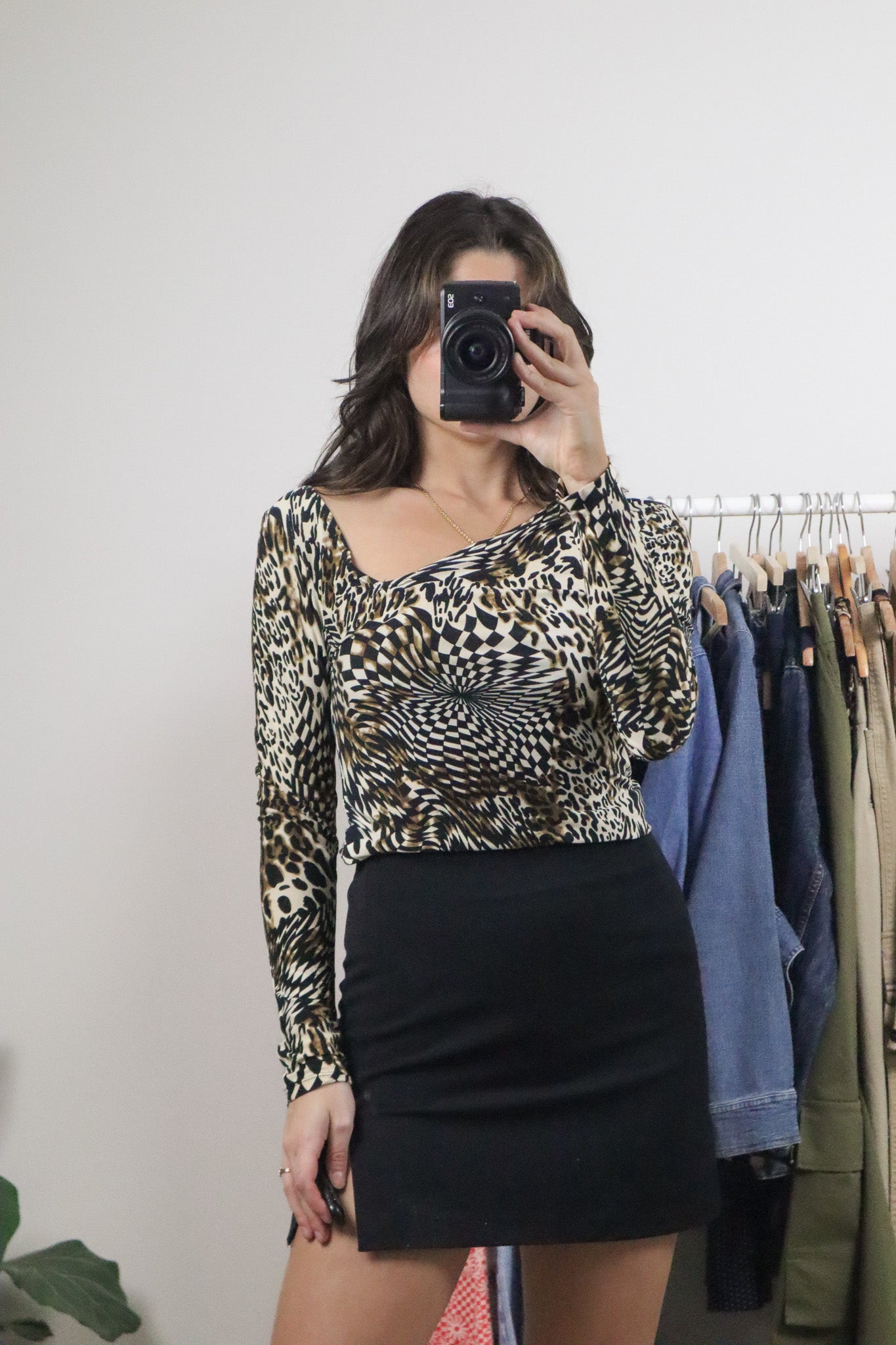 Vintage x Pattern/Cheetah Print Long Sleeve (S)