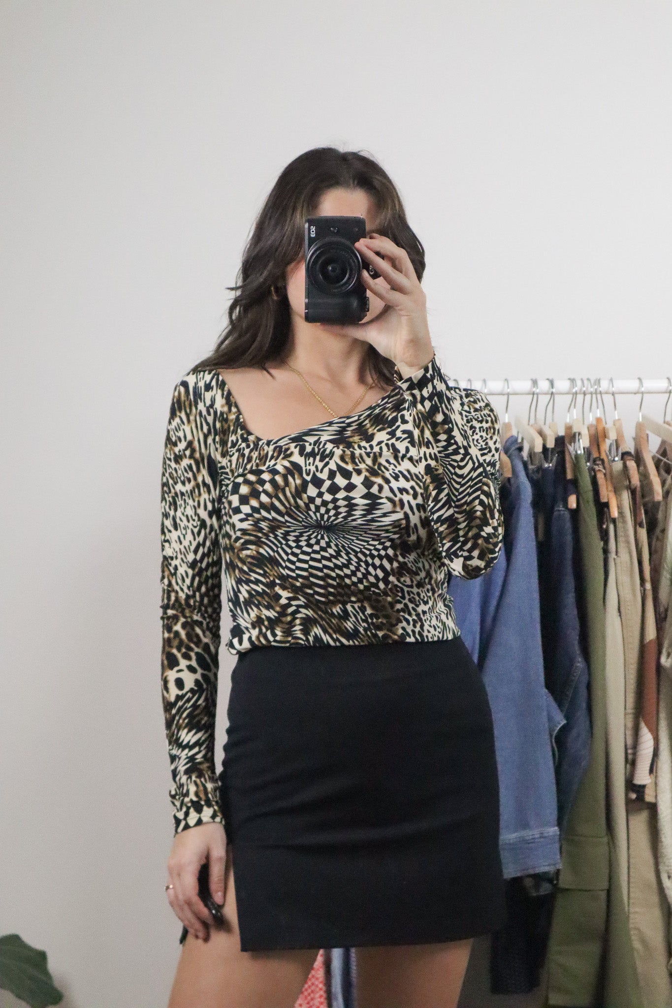 Vintage x Pattern/Cheetah Print Long Sleeve (S)
